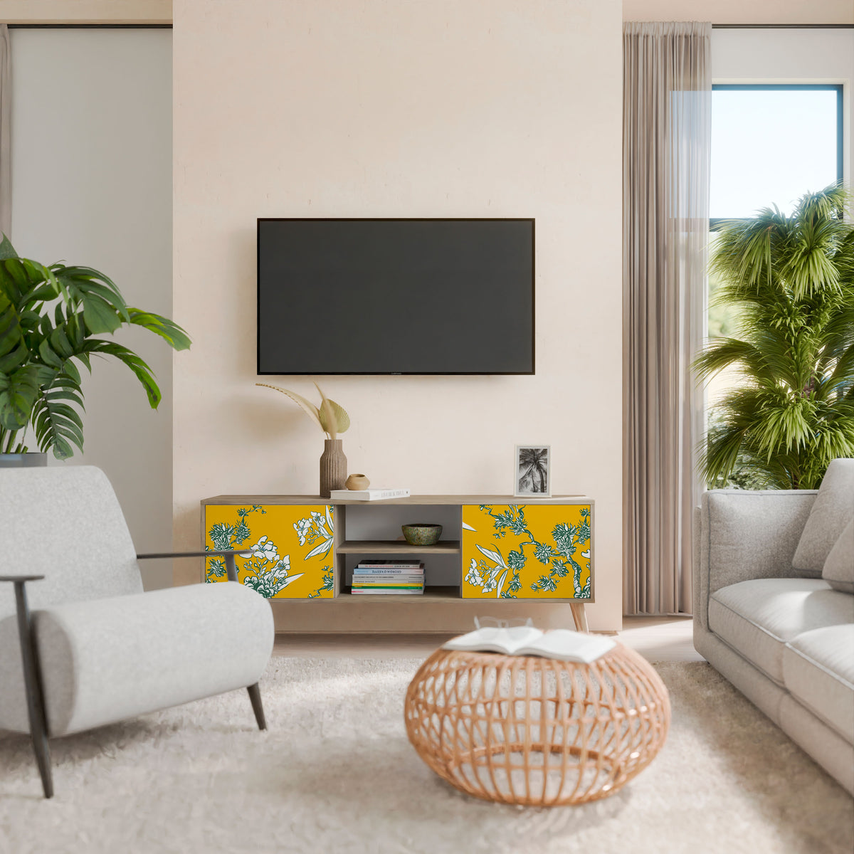 YELLOW CHINOISERIE Dvoudveřový TV stolek