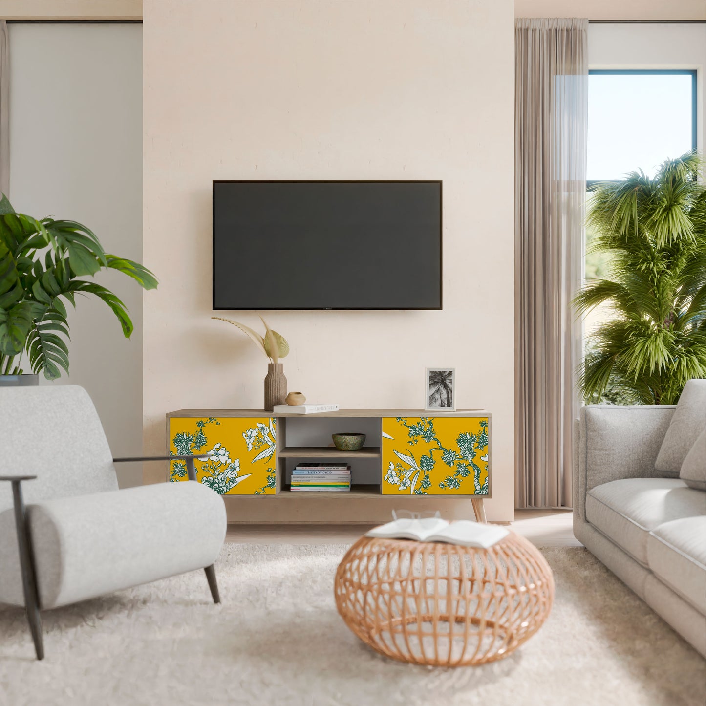 YELLOW CHINOISERIE Dvoudveřový TV stolek