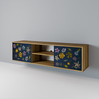 FLOWERS ON NAVY BLUE Dvoudveřový TV stolek