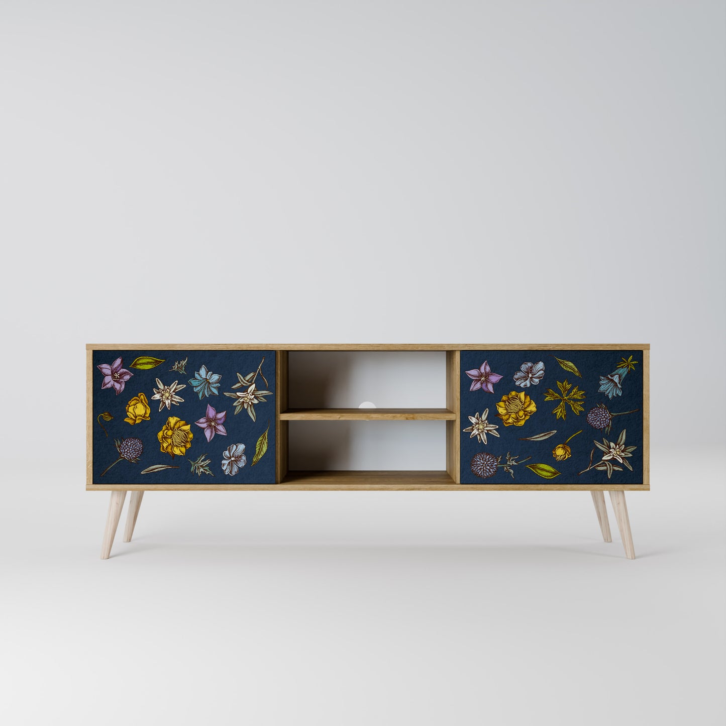 FLOWERS ON NAVY BLUE Dvoudveřový TV stolek