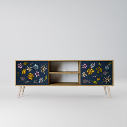 FLOWERS ON NAVY BLUE Dvoudveřový TV stolek