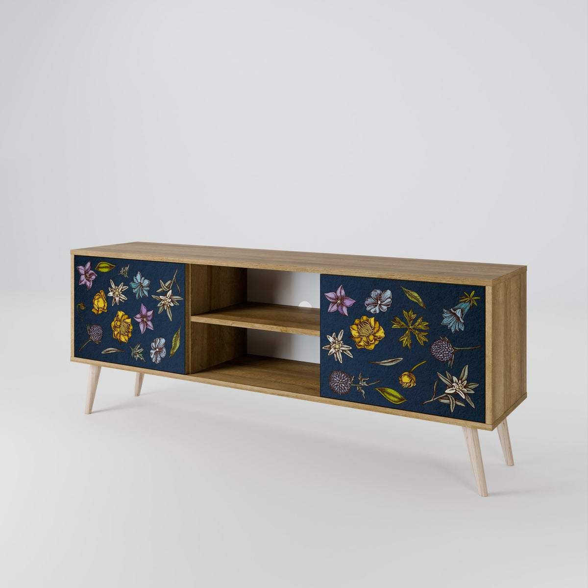 FLOWERS ON NAVY BLUE Dvoudveřový TV stolek