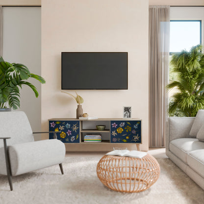FLOWERS ON NAVY BLUE Dvoudveřový TV stolek