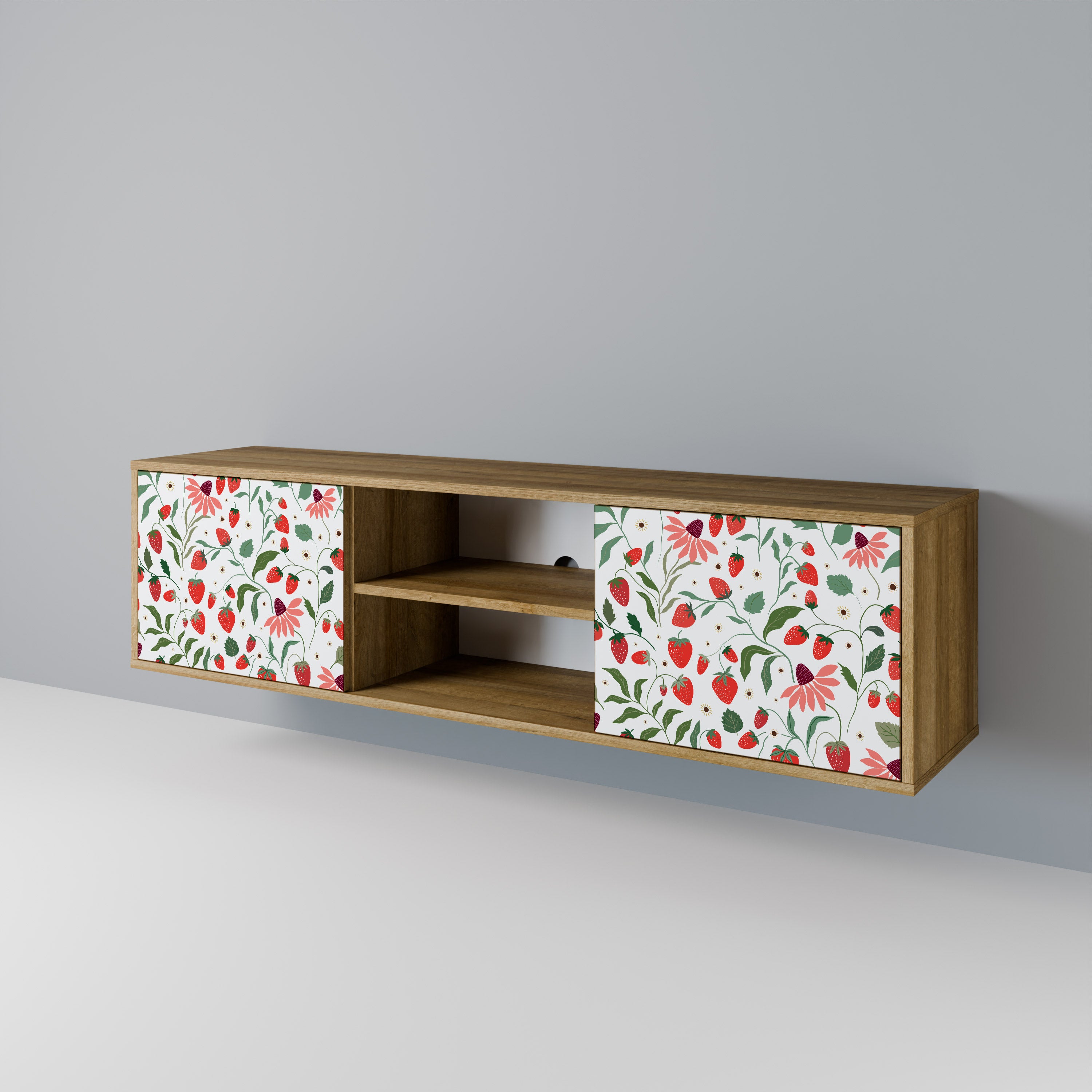 FLOWERS AND STRAWBERRIES 2-Door TV Cabinet