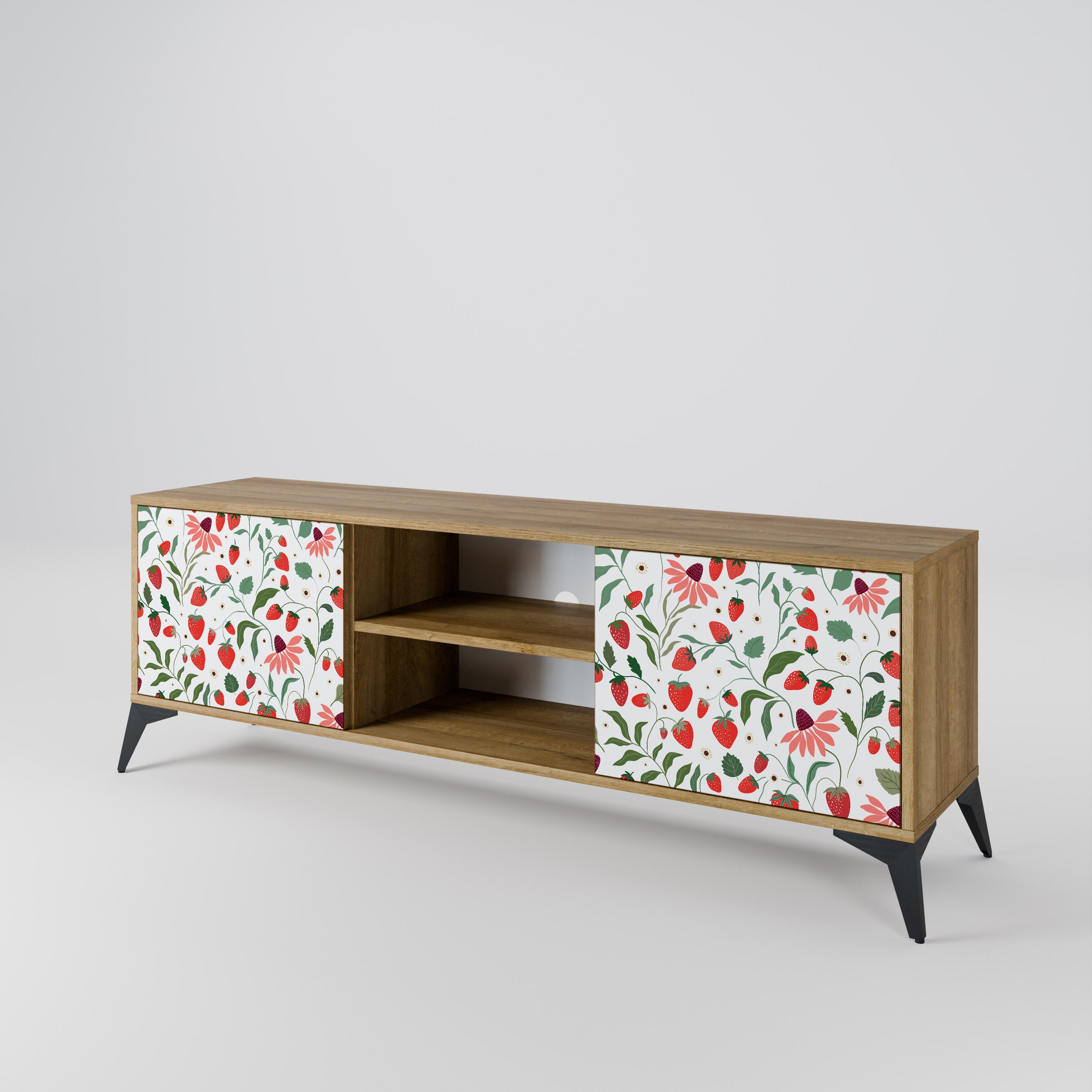 FLOWERS AND STRAWBERRIES 2-Door TV Cabinet