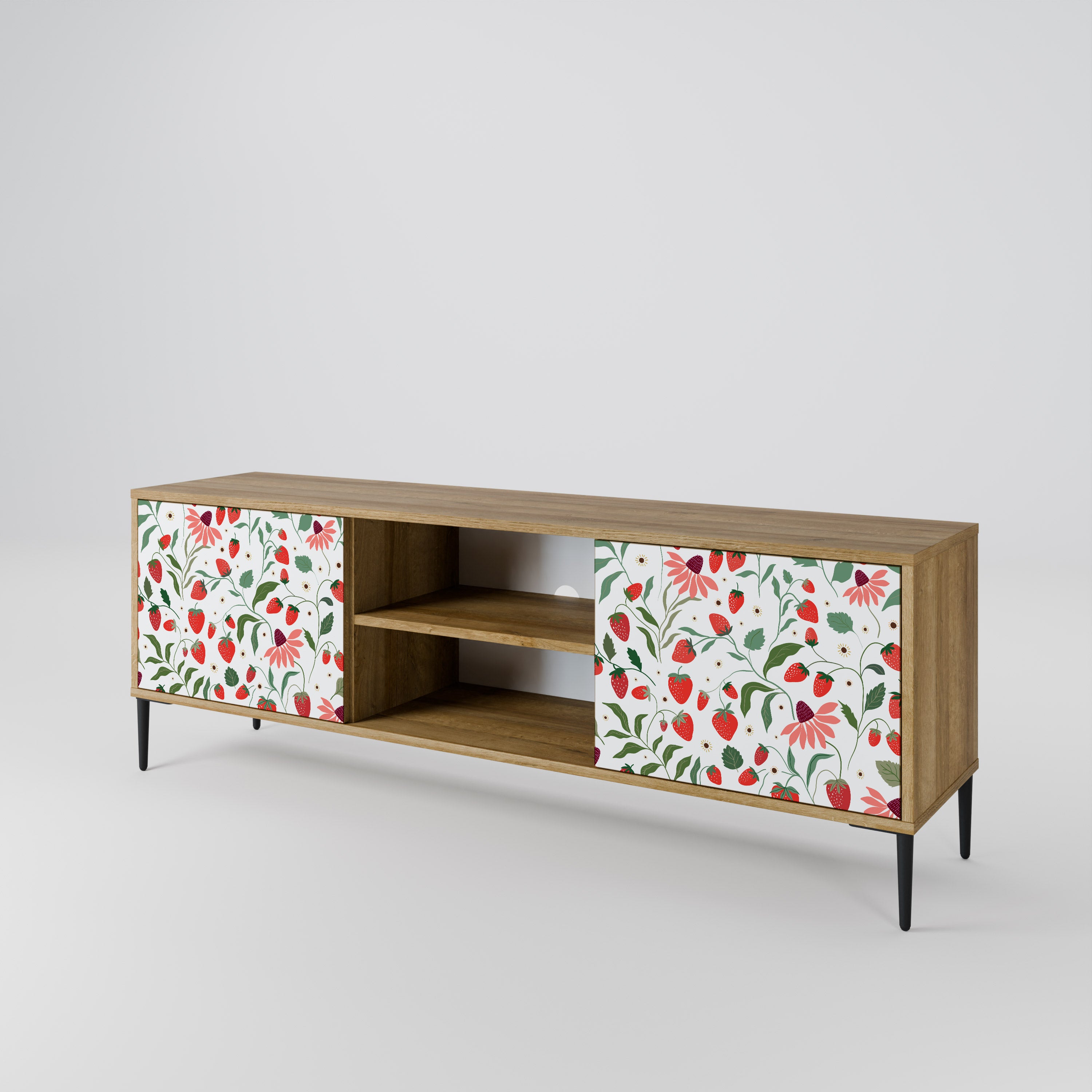 FLOWERS AND STRAWBERRIES 2-Door TV Cabinet