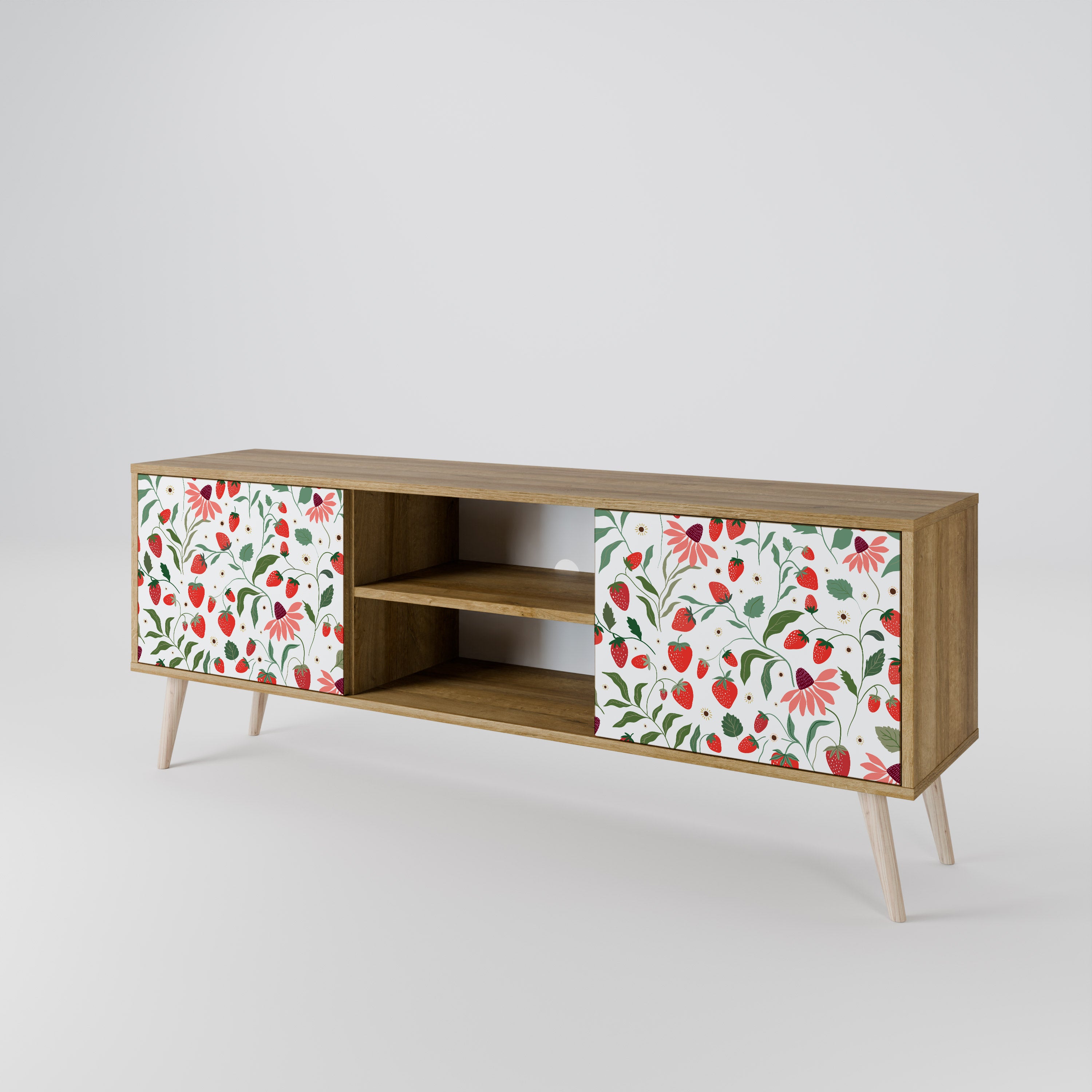 FLOWERS AND STRAWBERRIES 2-Door TV Cabinet
