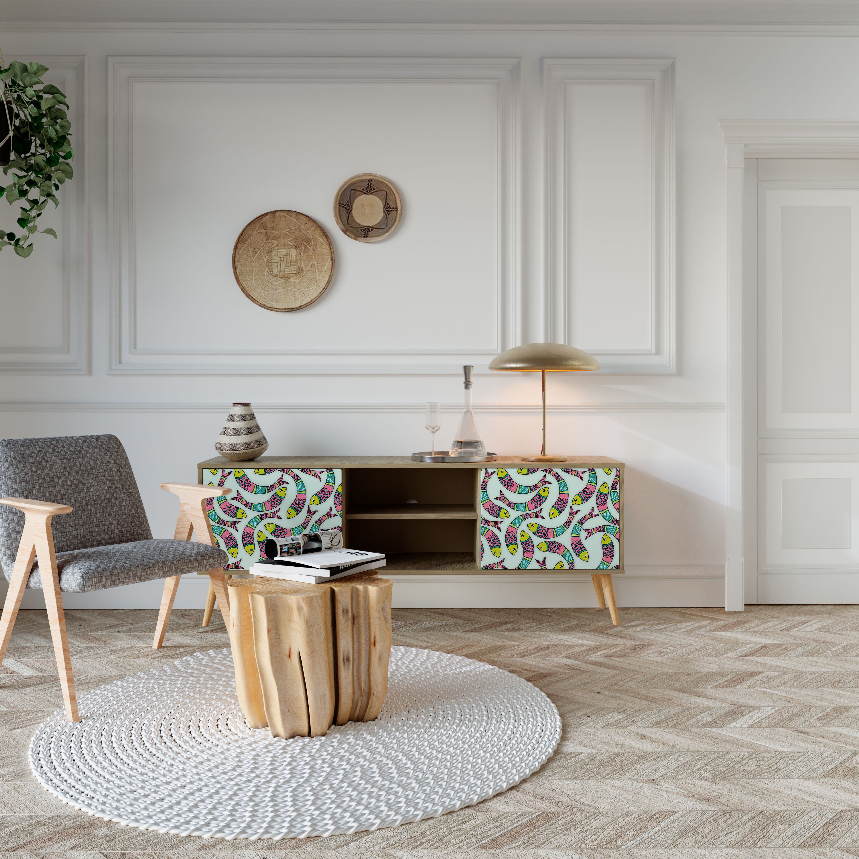 INDIAN FISH 2-Door TV Cabinet