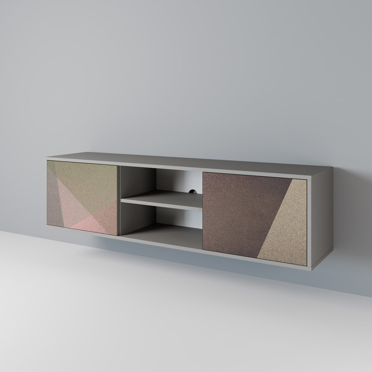 BEIGE GEOMETRY Dvoudveřový TV stolek