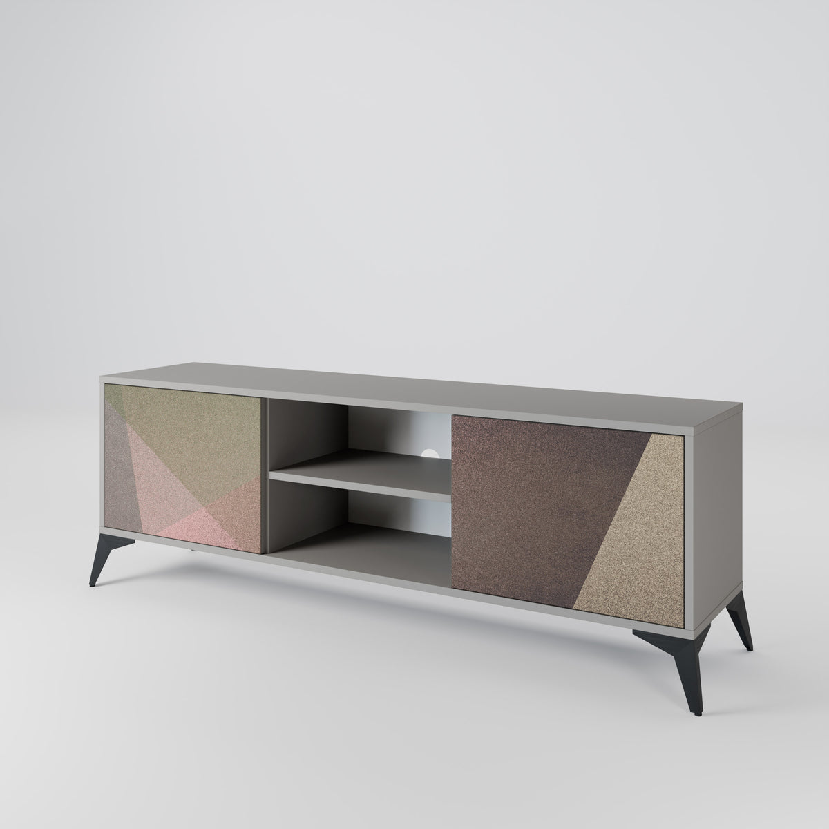 BEIGE GEOMETRY Dvoudveřový TV stolek