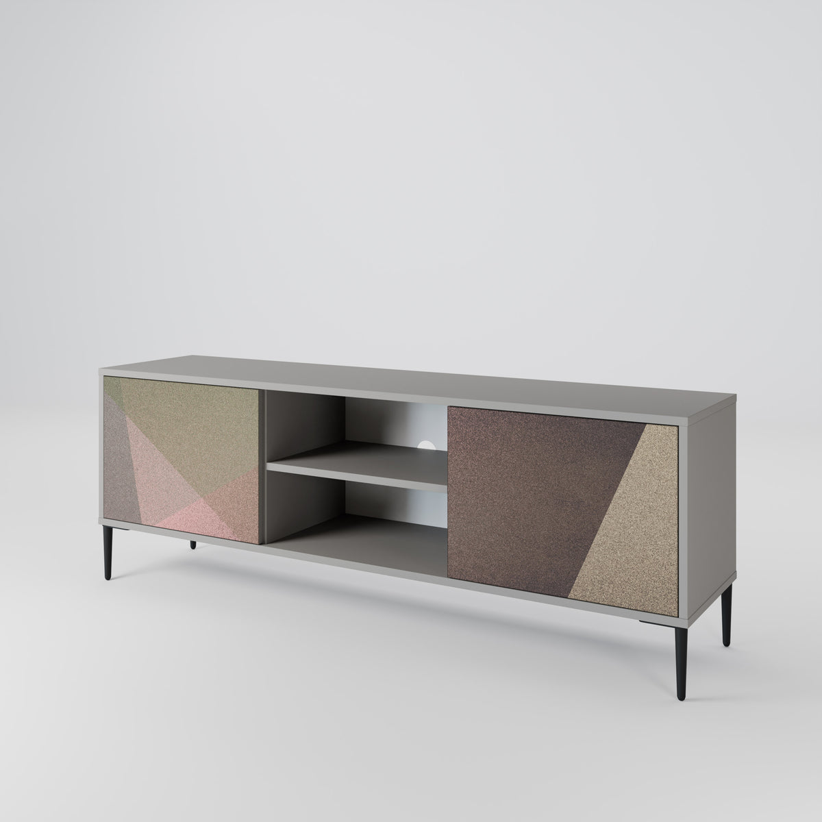 BEIGE GEOMETRY Dvoudveřový TV stolek
