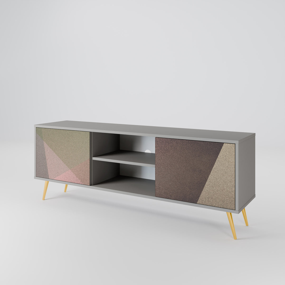 BEIGE GEOMETRY Dvoudveřový TV stolek
