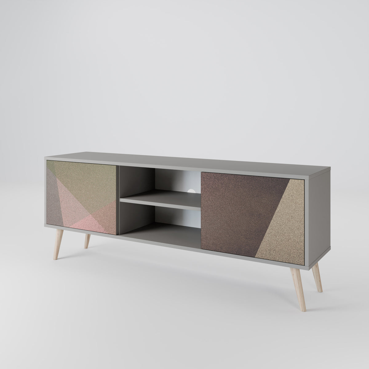 BEIGE GEOMETRY Dvoudveřový TV stolek
