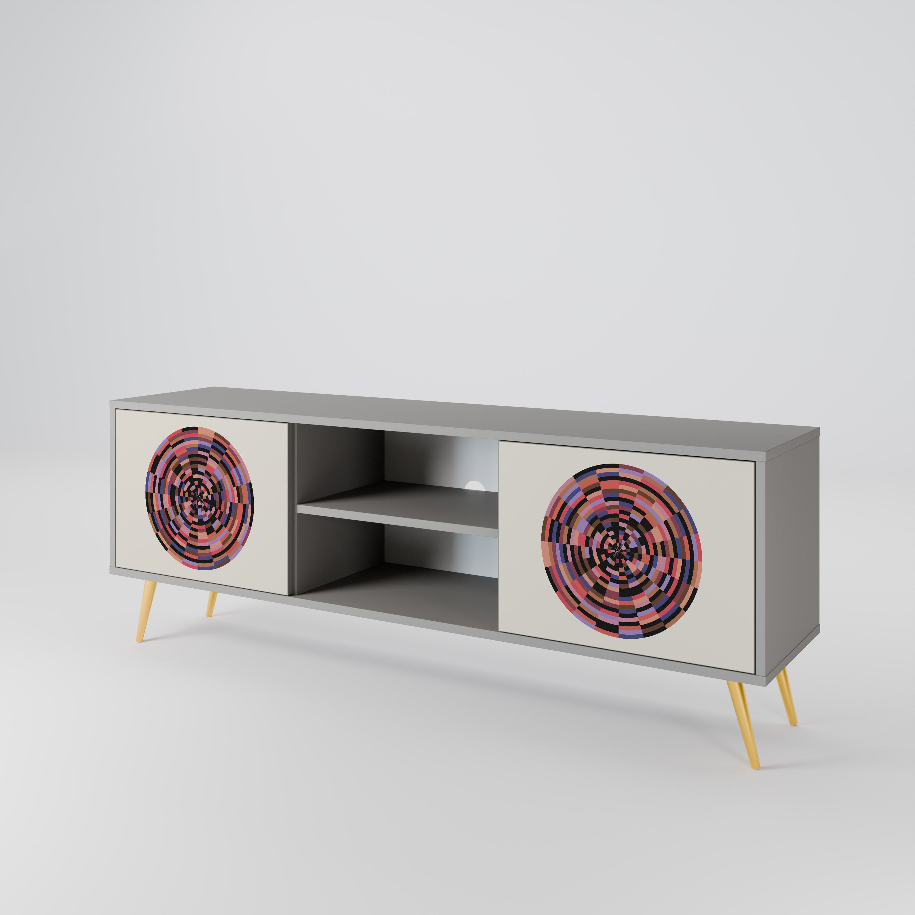 BROWN CIRCLES Dvoudveřový TV stolek