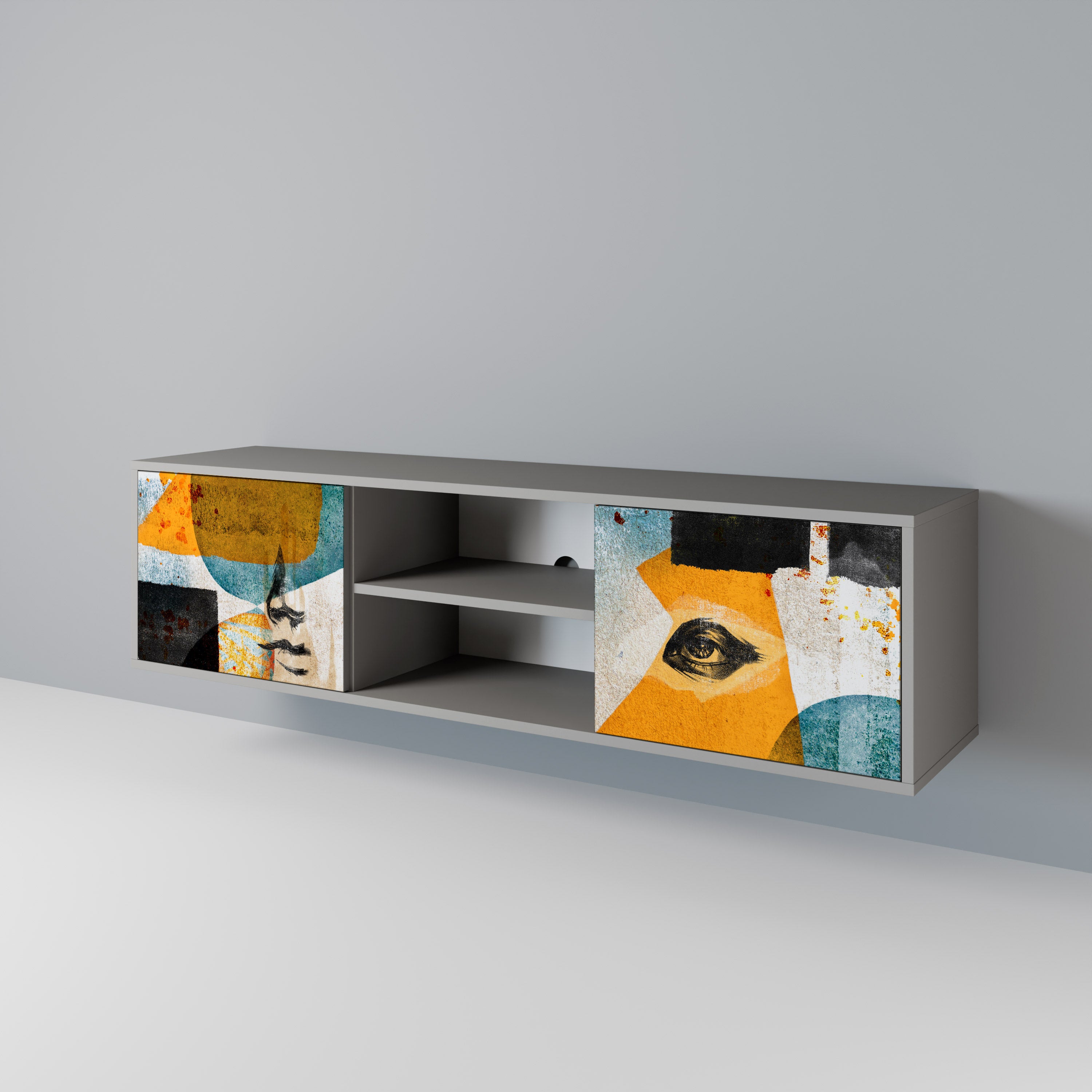 ABSTRACT FACES 2-Door TV Cabinet