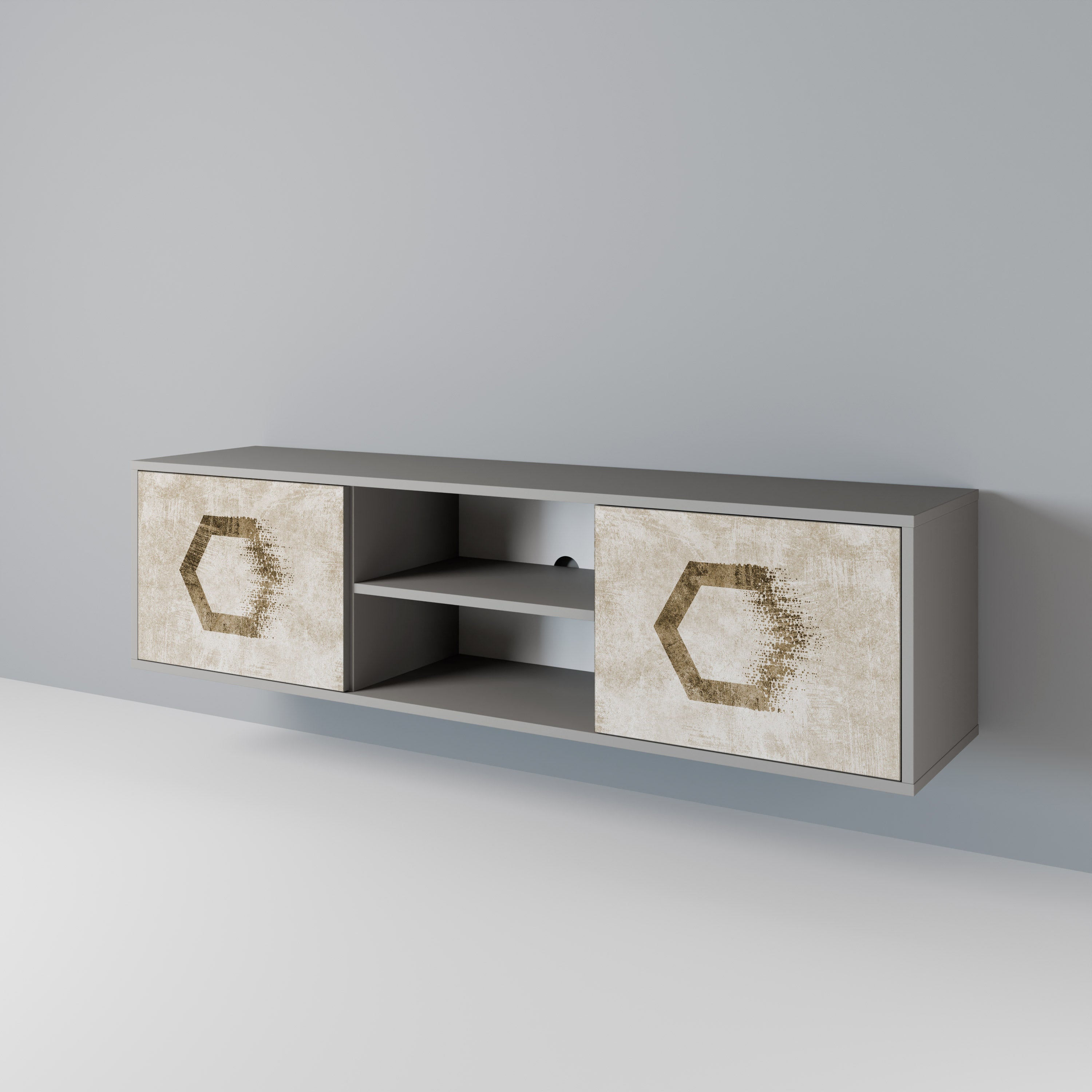 HEXAGONAL SHAPES 2-Door TV Cabinet