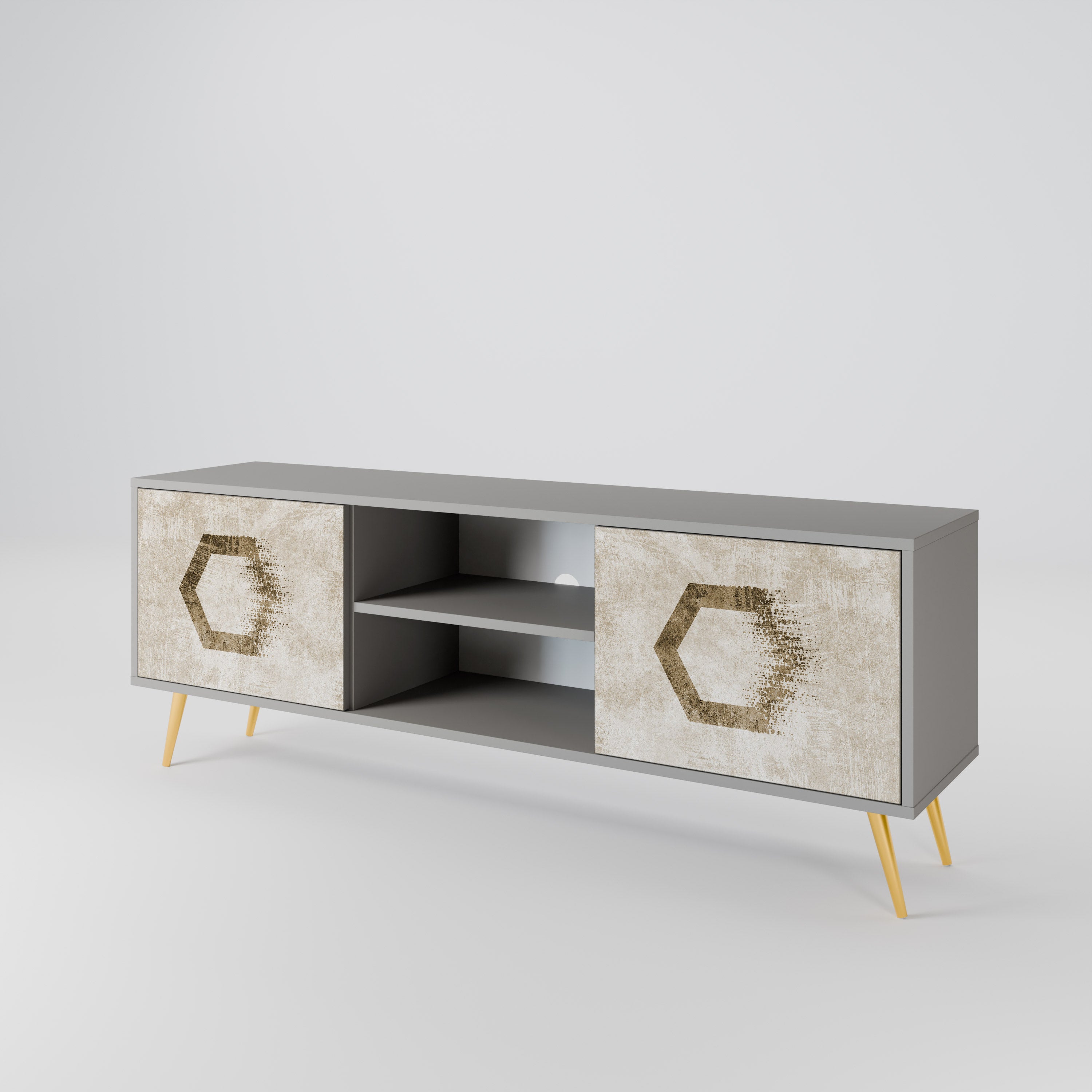HEXAGONAL SHAPES 2-Door TV Cabinet