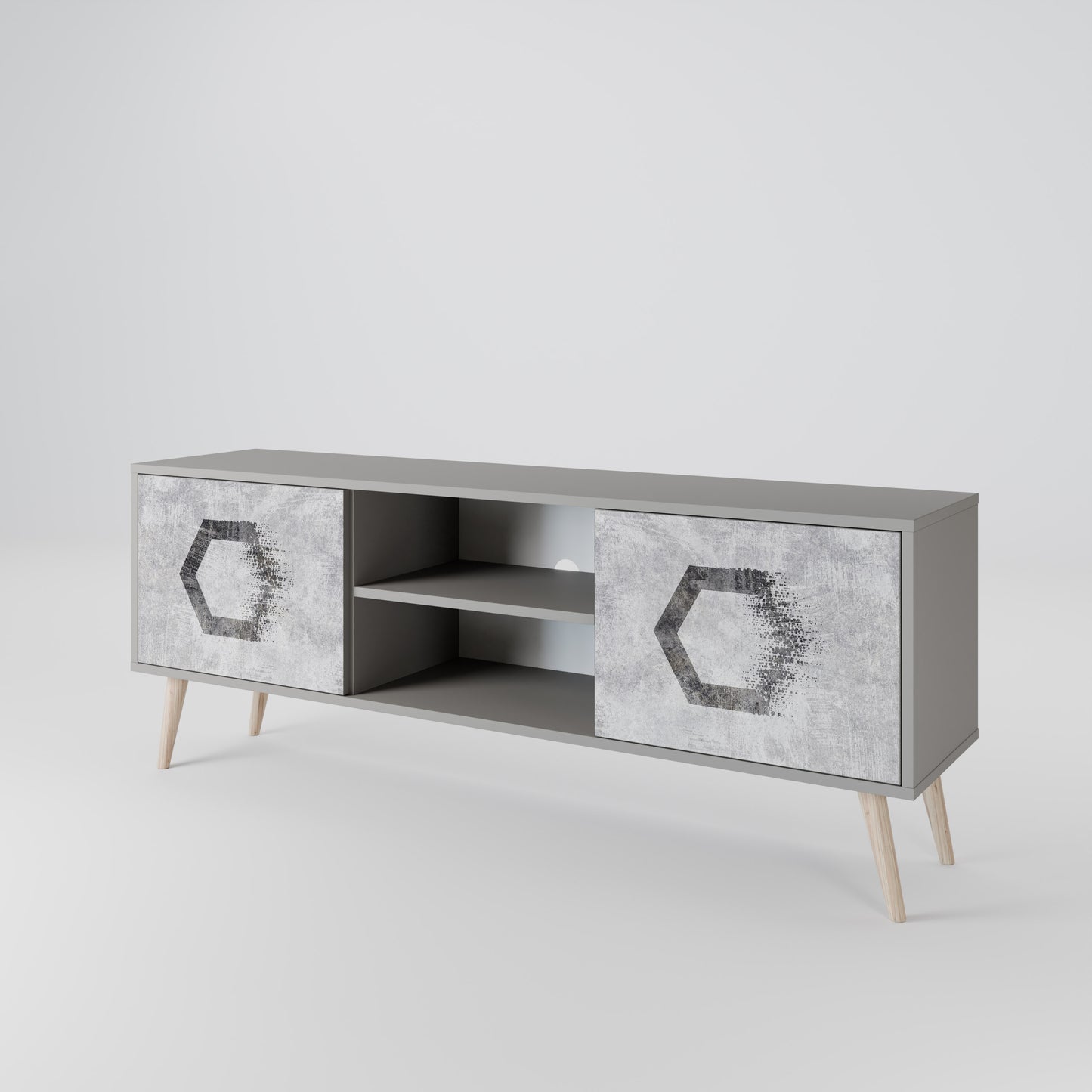 HEXAGONAL FIGURES Dvoudveřový TV stolek