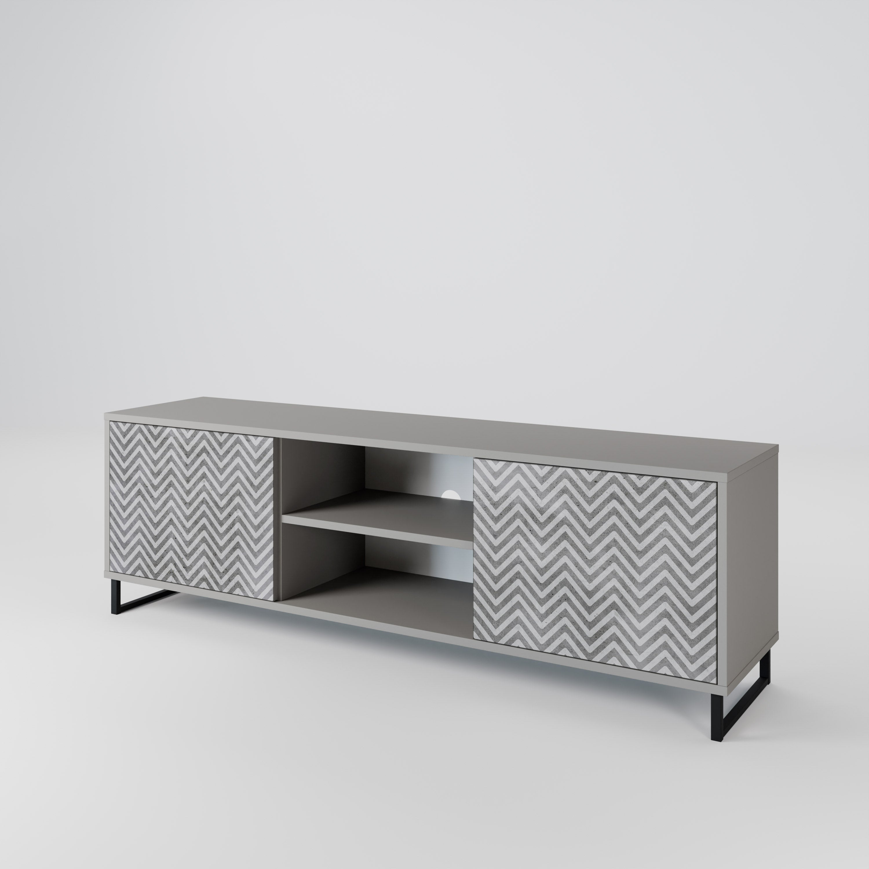 CONCRETE ZIG ZAG 2-Door TV Cabinet