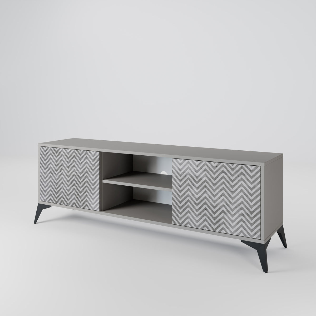 CONCRETE ZIG ZAG Dvoudveřový TV stolek