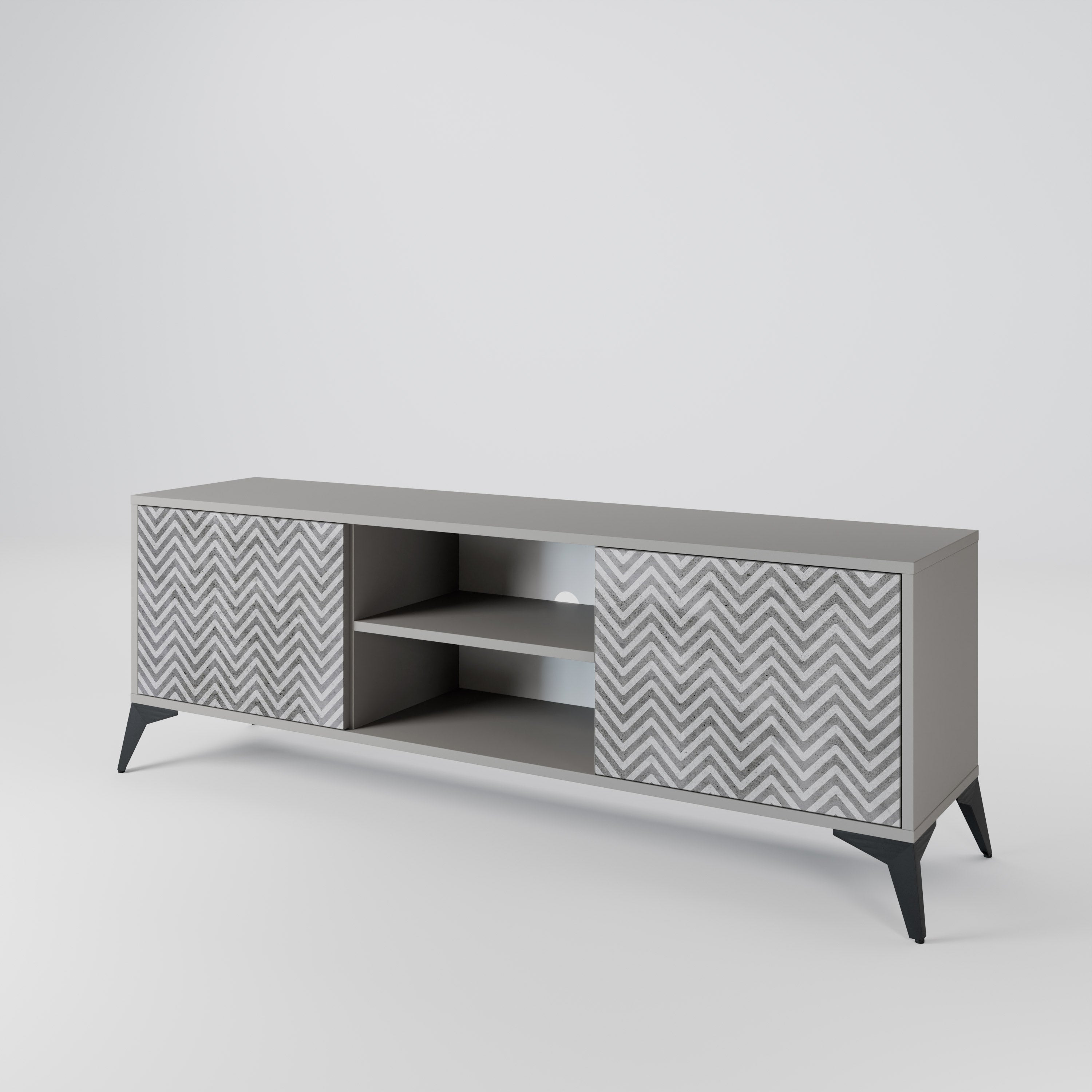 CONCRETE ZIG ZAG 2-Door TV Cabinet