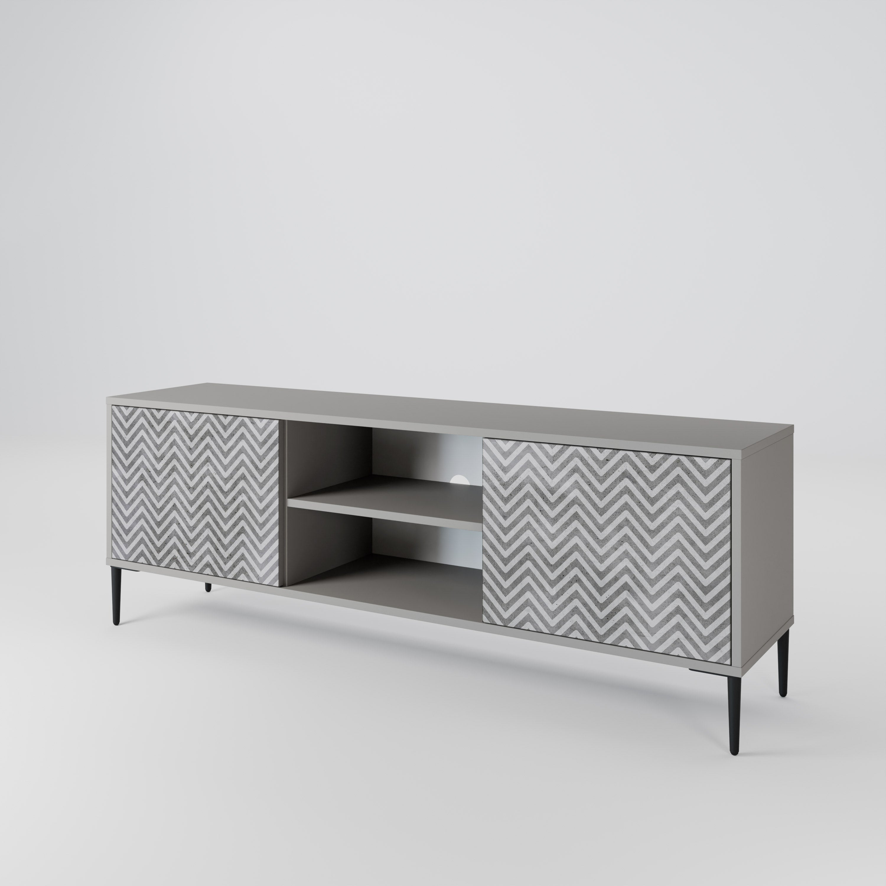 CONCRETE ZIG ZAG 2-Door TV Cabinet