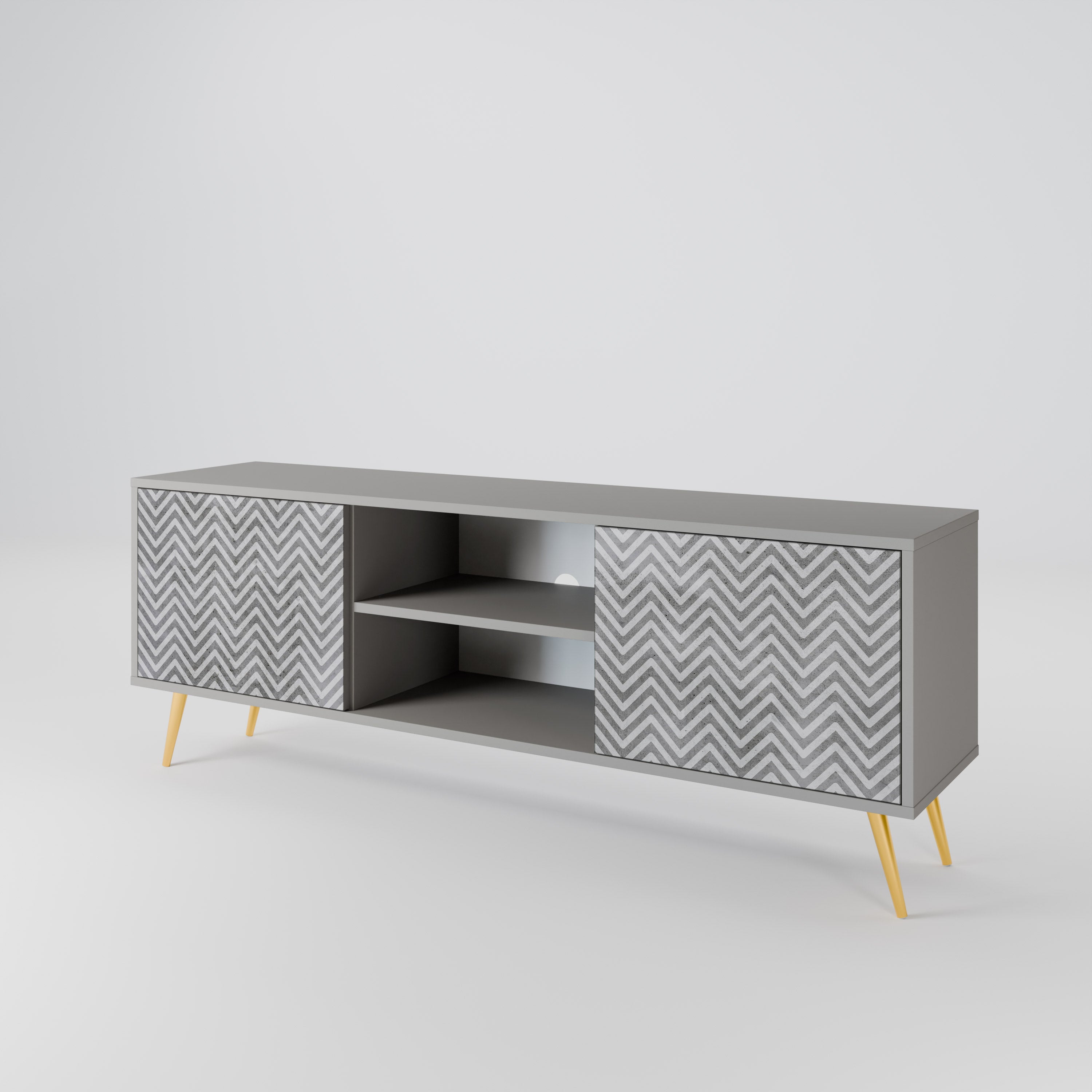 CONCRETE ZIG ZAG 2-Door TV Cabinet