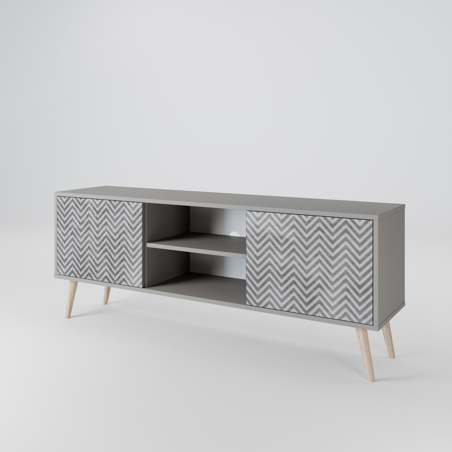 CONCRETE ZIG ZAG Dvoudveřový TV stolek