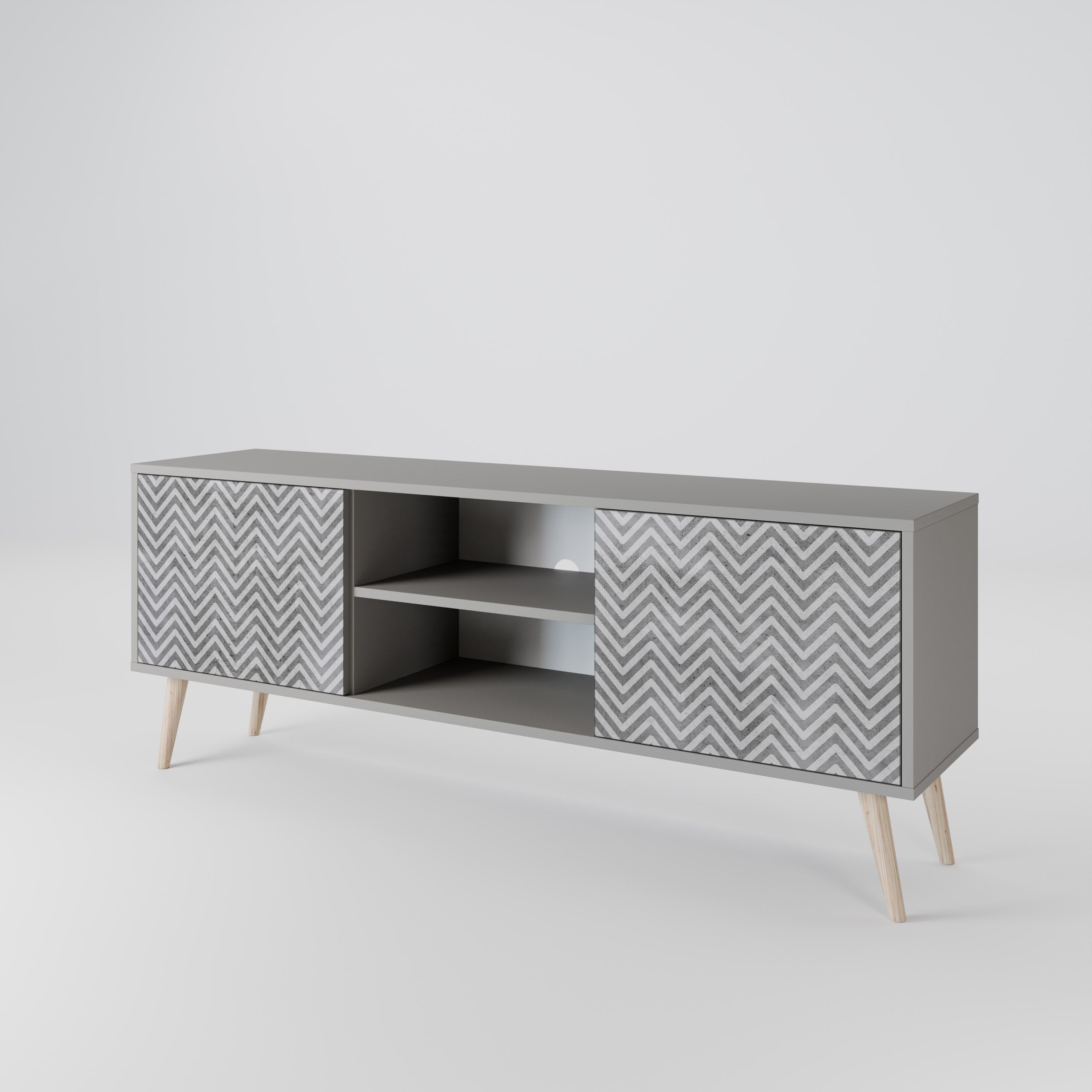 CONCRETE ZIG ZAG 2-Door TV Cabinet