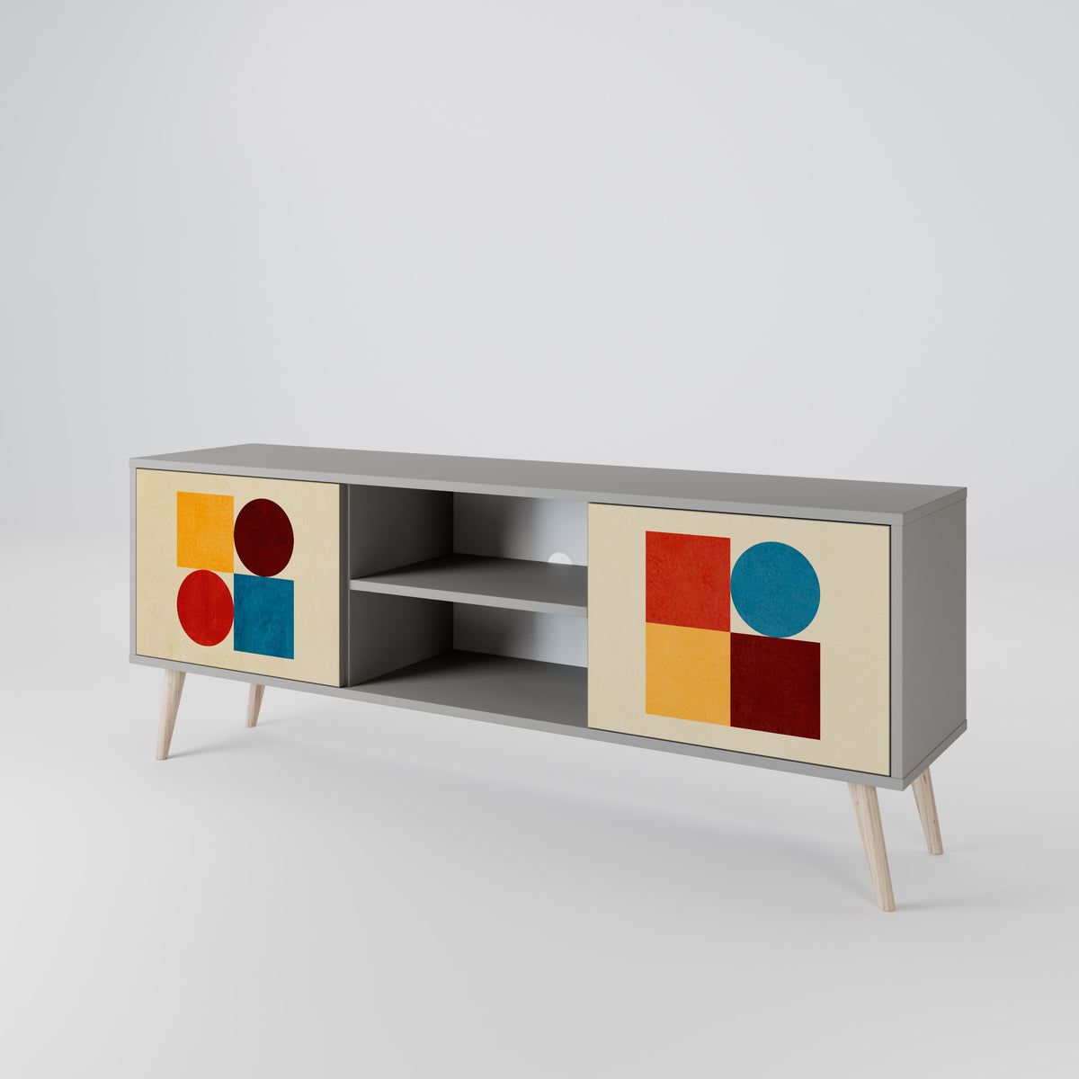 GEOMETRIC PUZZLE Dvoudveřový TV stolek