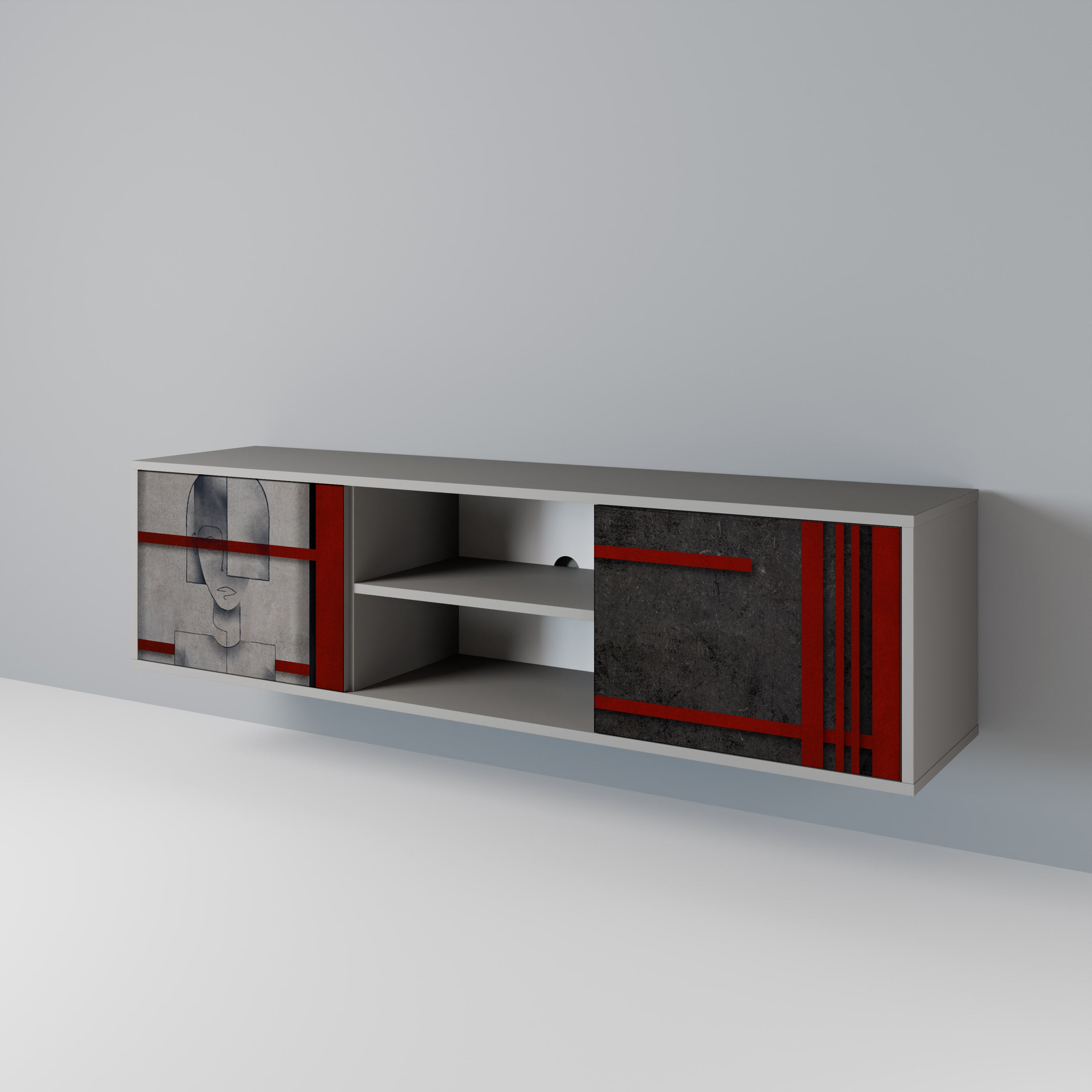 GRAY FIGURES 2-Door TV Cabinet