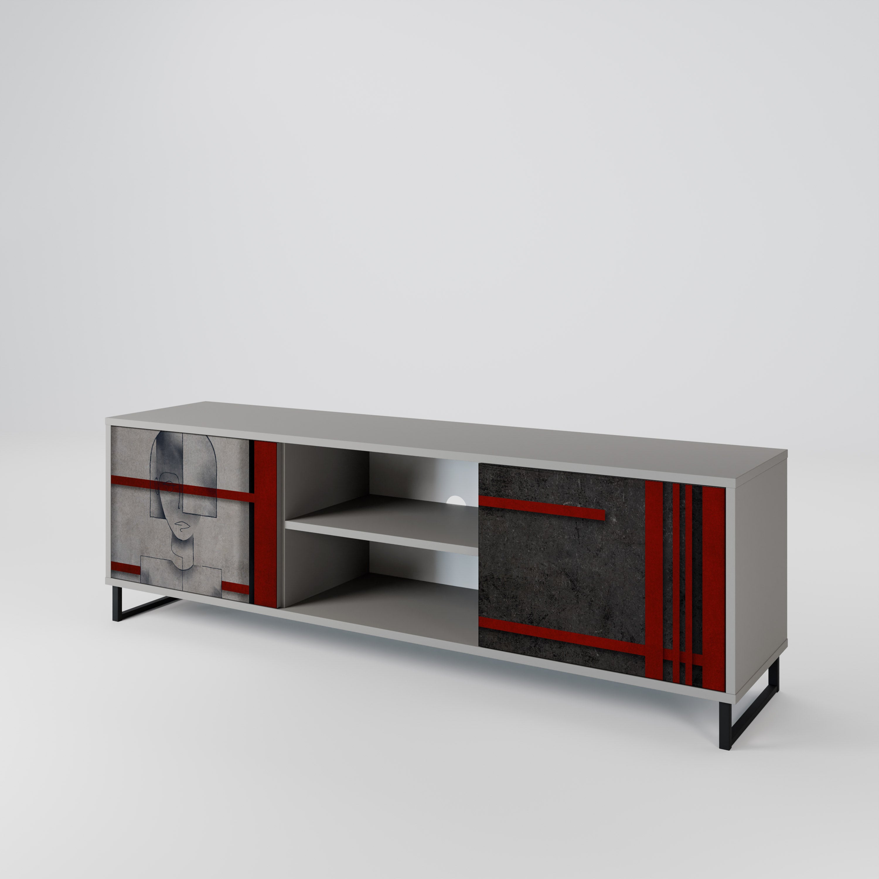 GRAY FIGURES 2-Door TV Cabinet