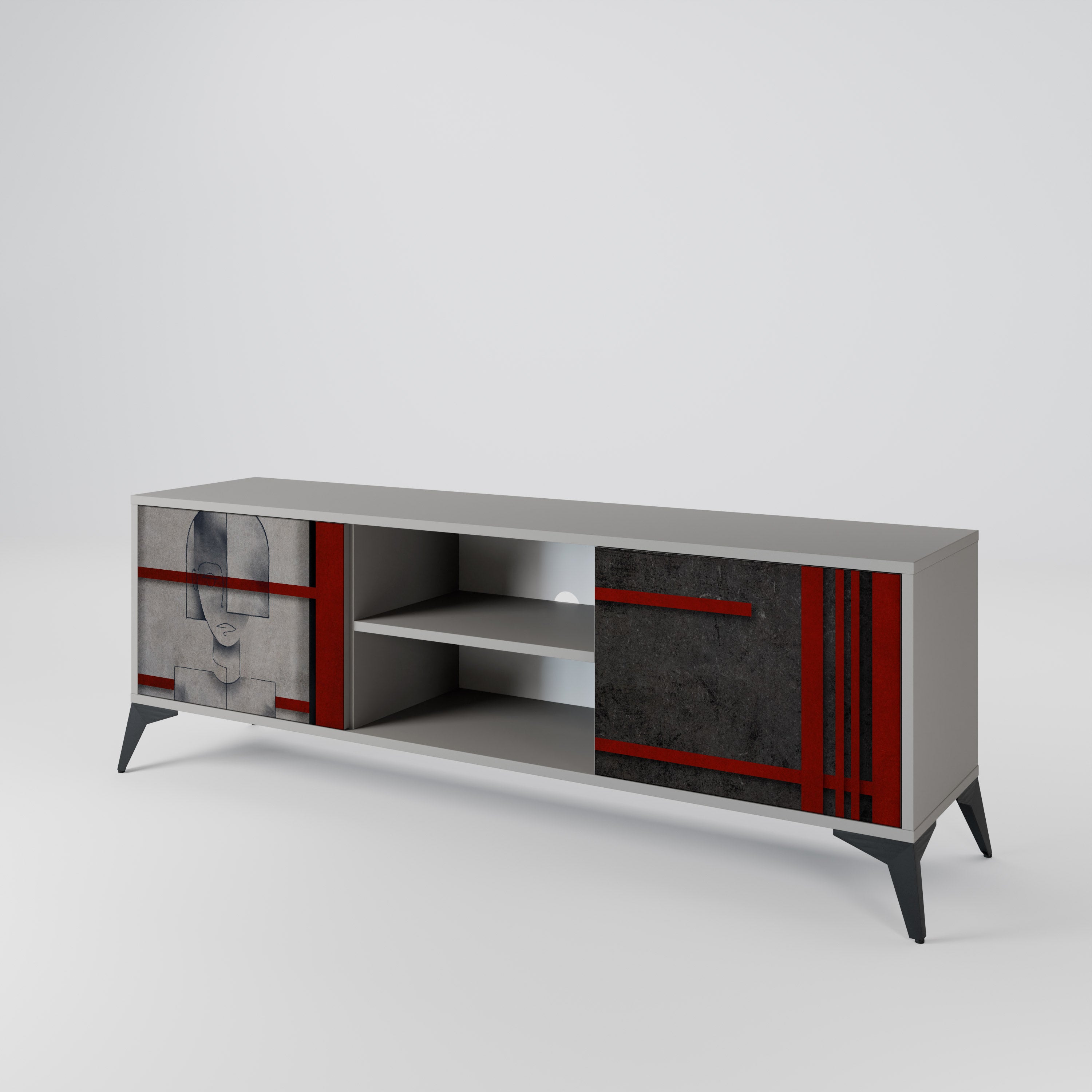 GRAY FIGURES 2-Door TV Cabinet