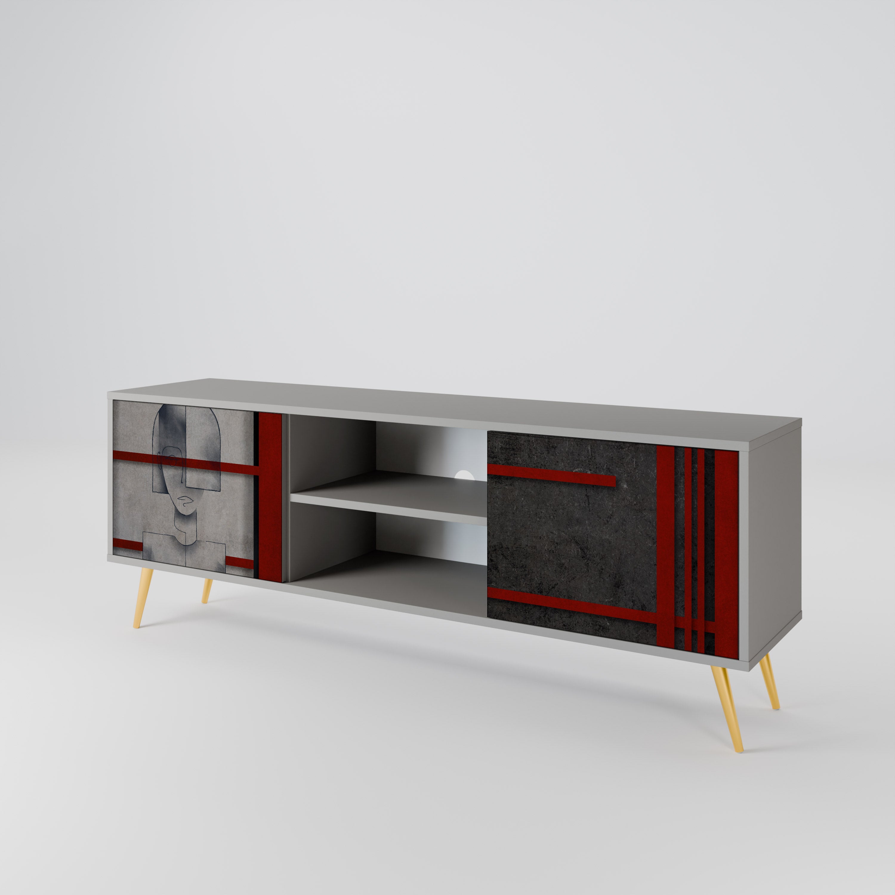 GRAY FIGURES 2-Door TV Cabinet