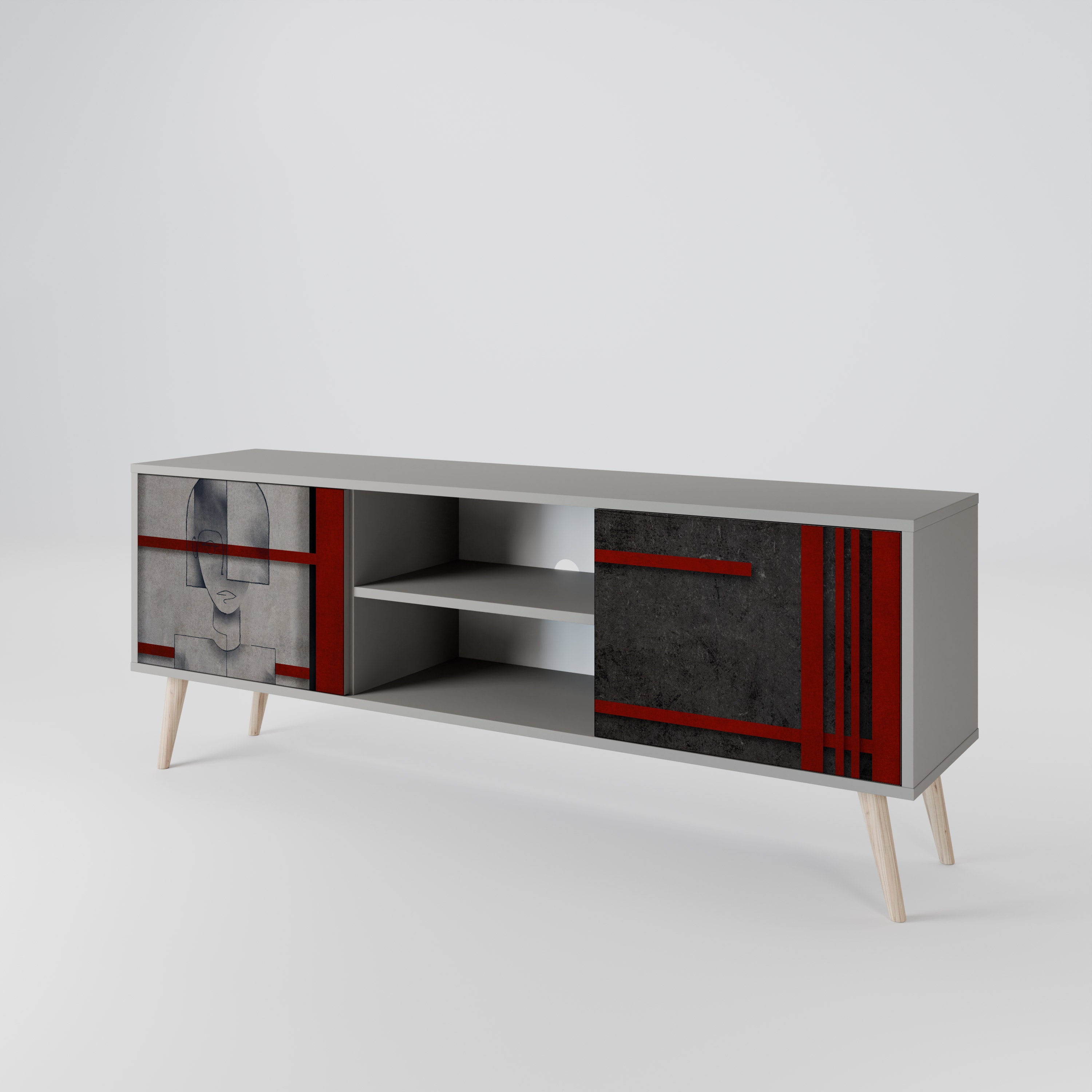 GRAY FIGURES 2-Door TV Cabinet