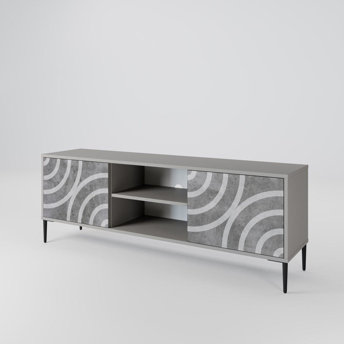 CIRCLE CONCRETE Dvoudveřový TV stolek