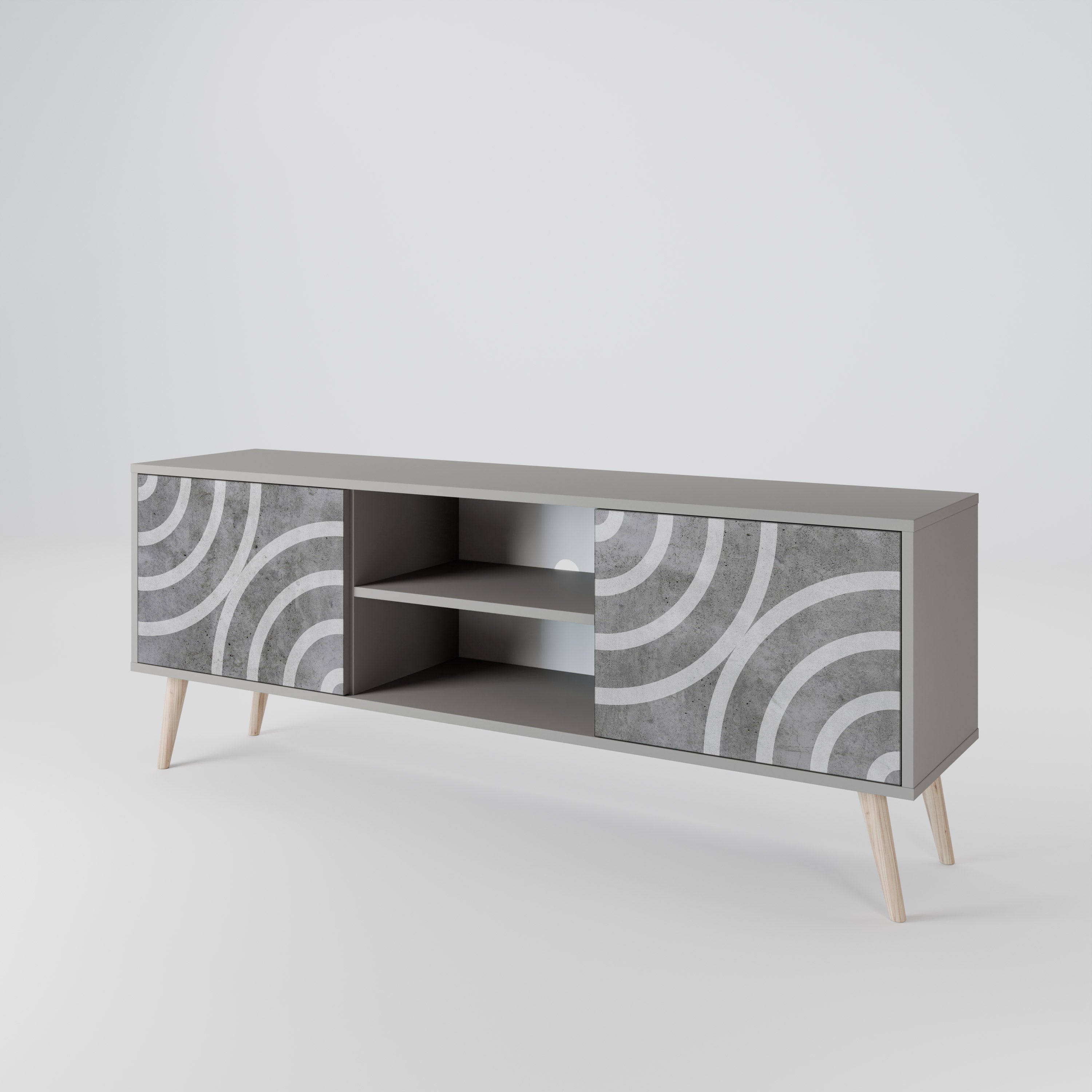 CIRCLE CONCRETE 2-Door TV Cabinet