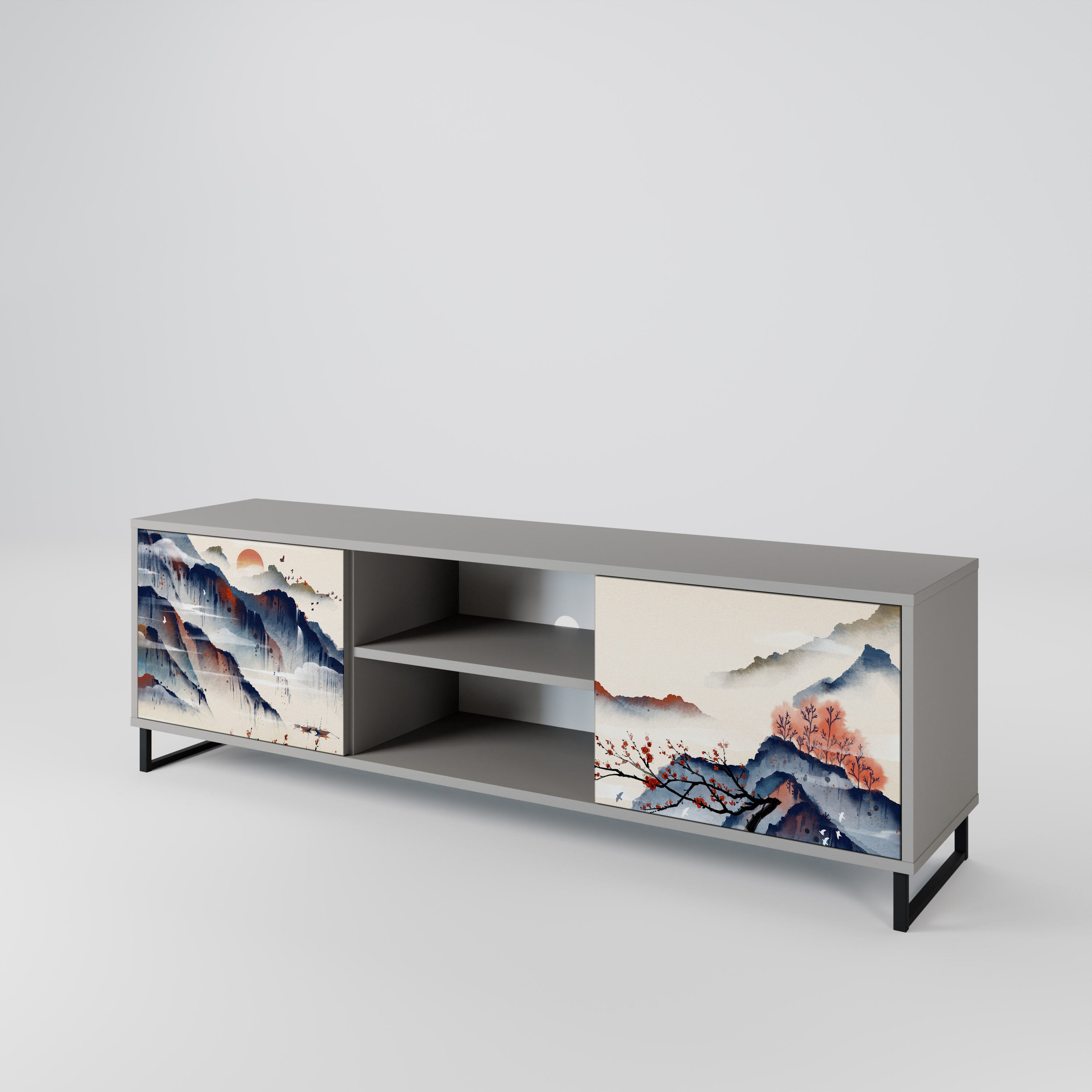 JAPANESE LANDSCAPE 2-Door TV Cabinet