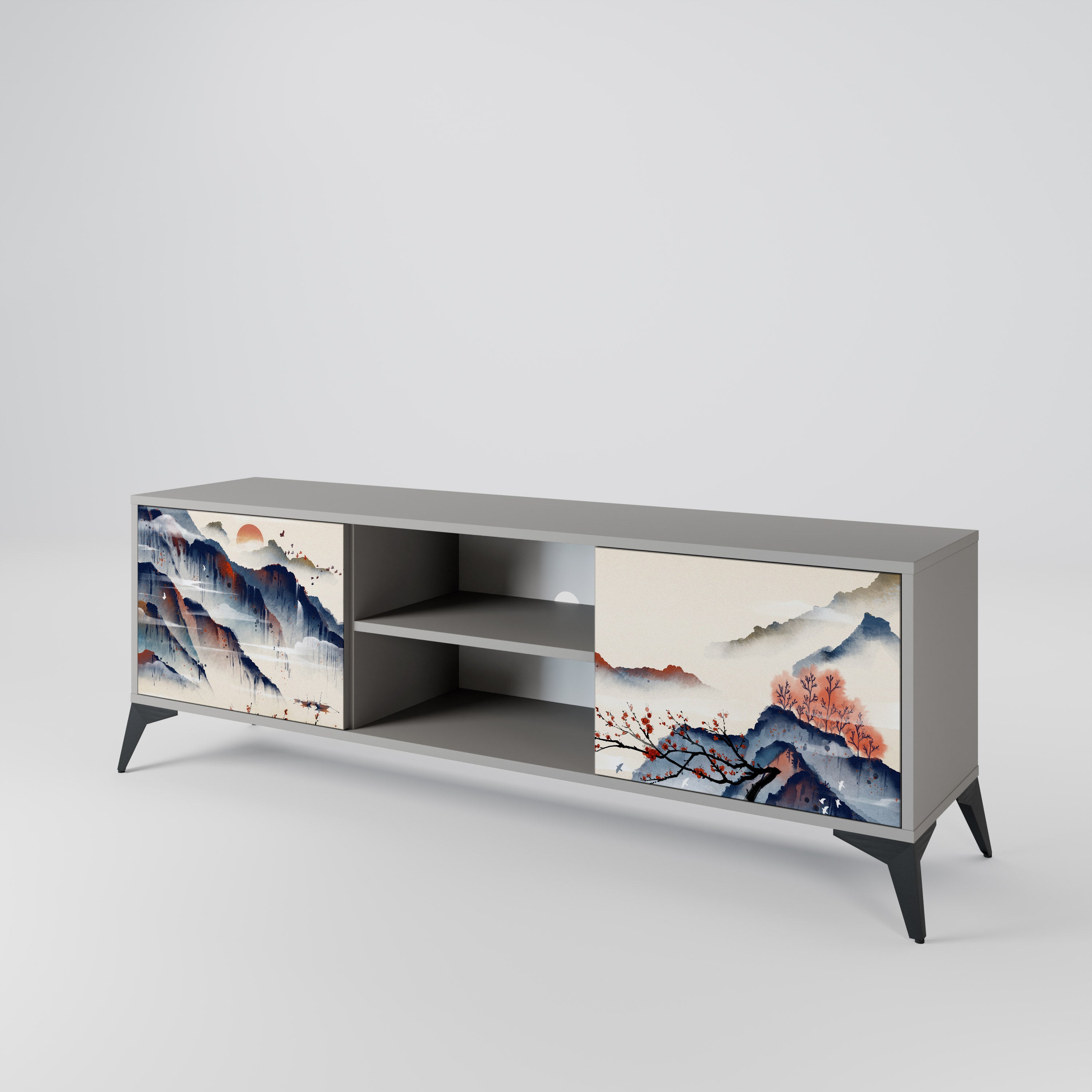 JAPANESE LANDSCAPE 2-Door TV Cabinet