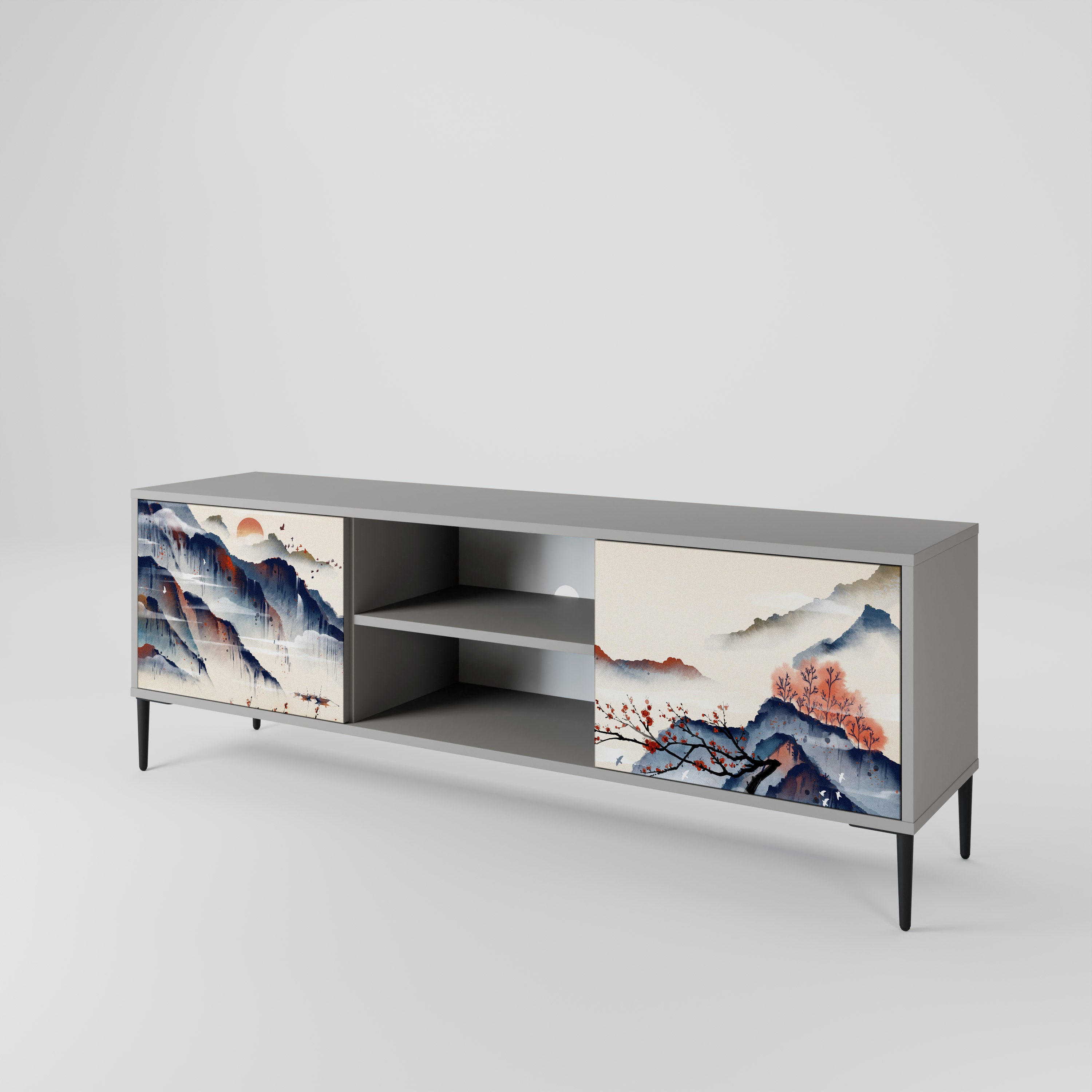JAPANESE LANDSCAPE 2-Door TV Cabinet