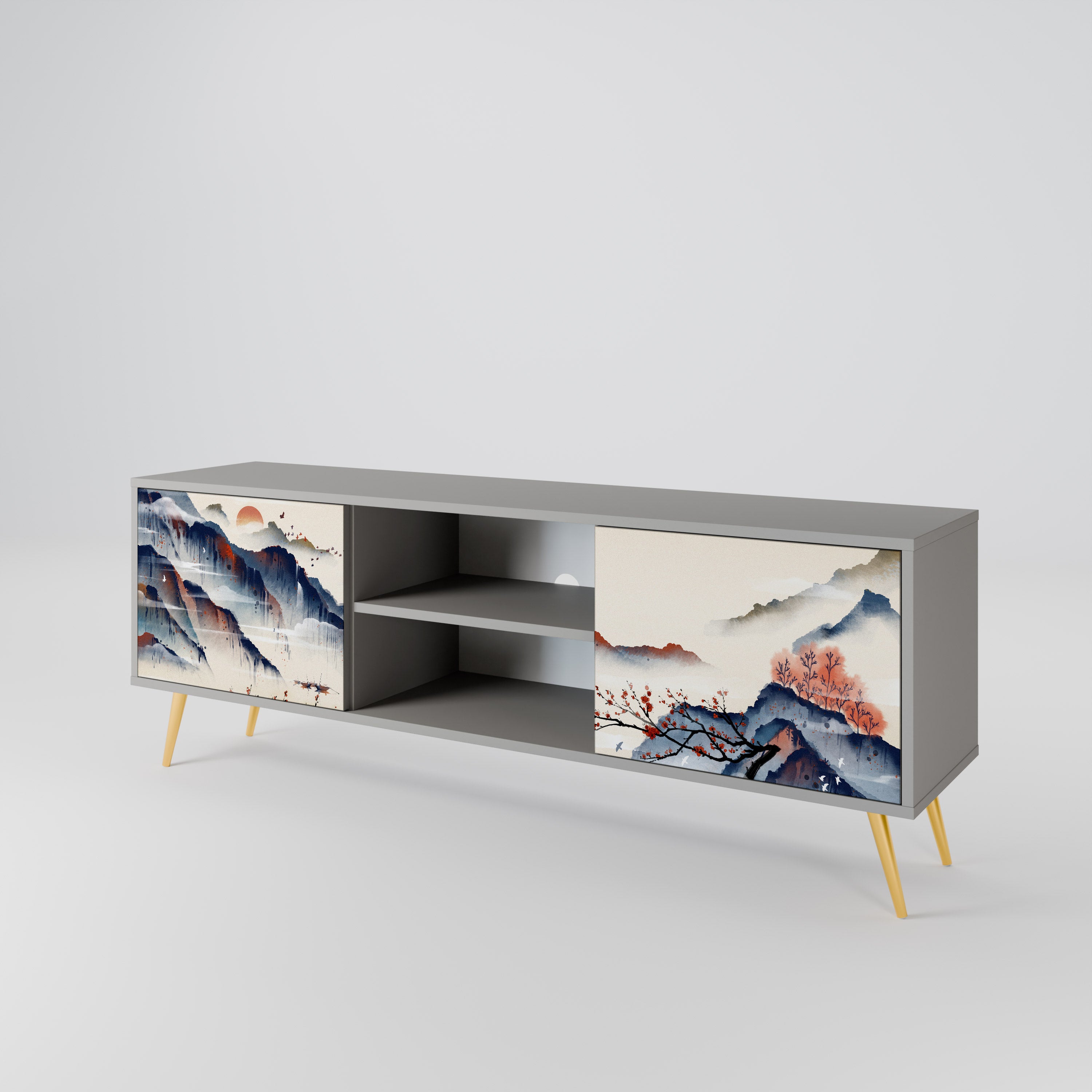 JAPANESE LANDSCAPE 2-Door TV Cabinet