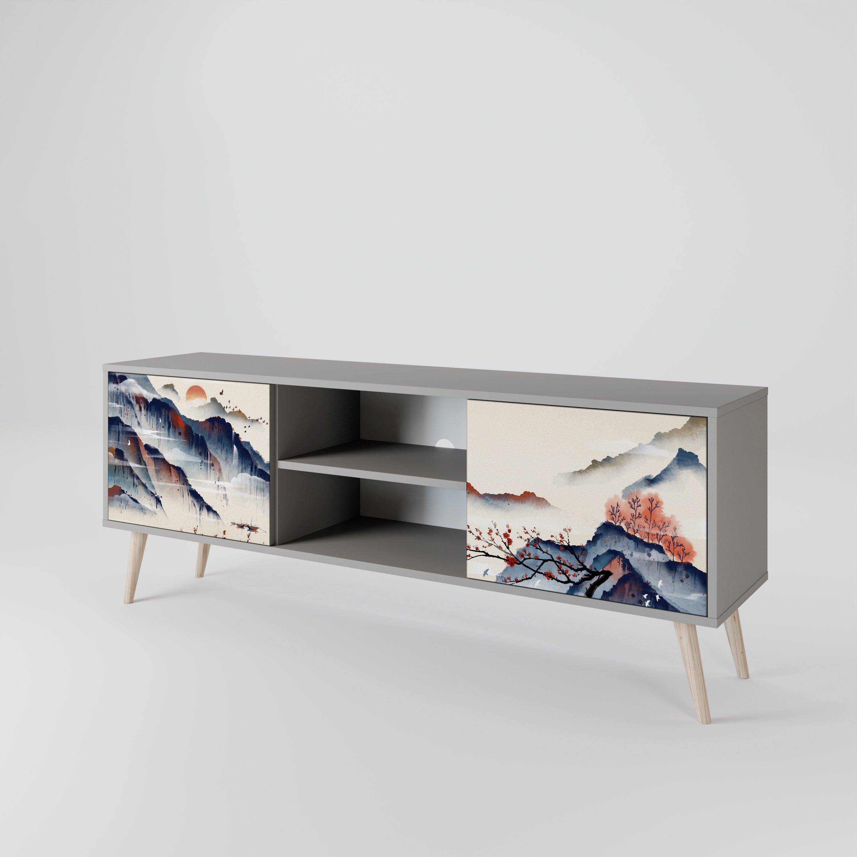 JAPANESE LANDSCAPE 2-Door TV Cabinet