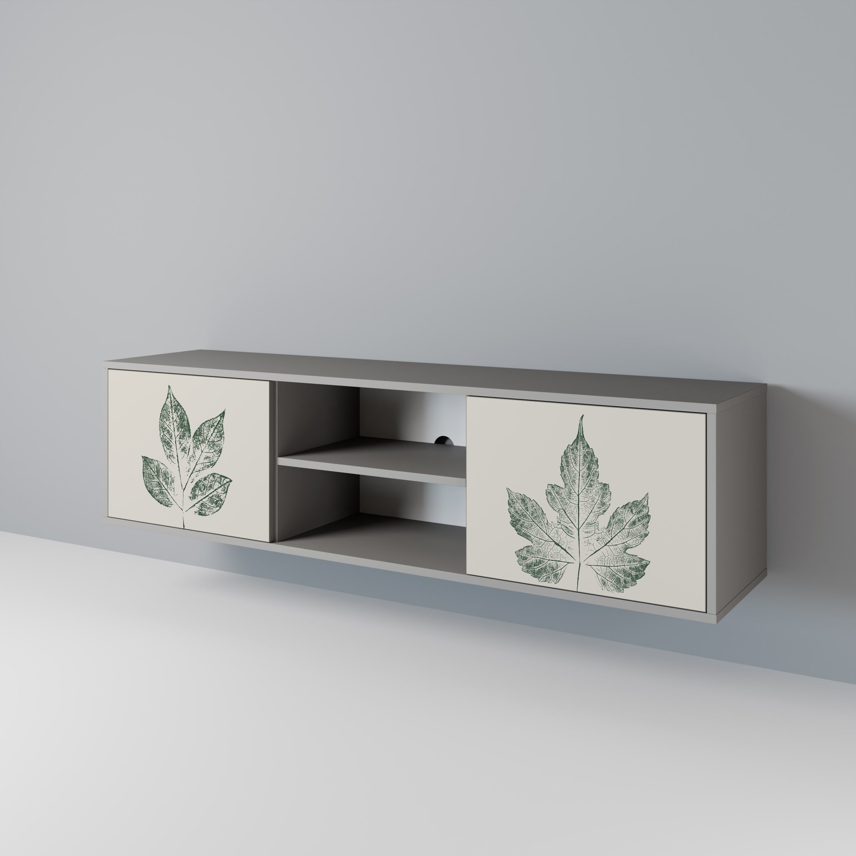 GREEN LEAFY STAMPS 2-Door TV Cabinet