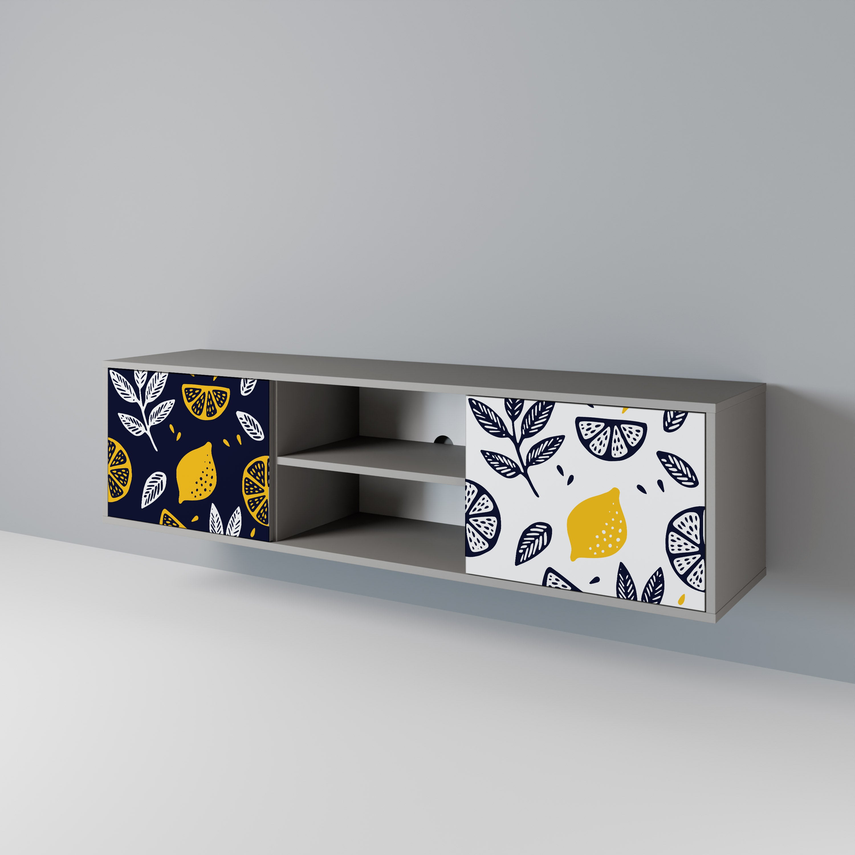 CITRUS BLACK AND WHITE 2-Door TV Cabinet