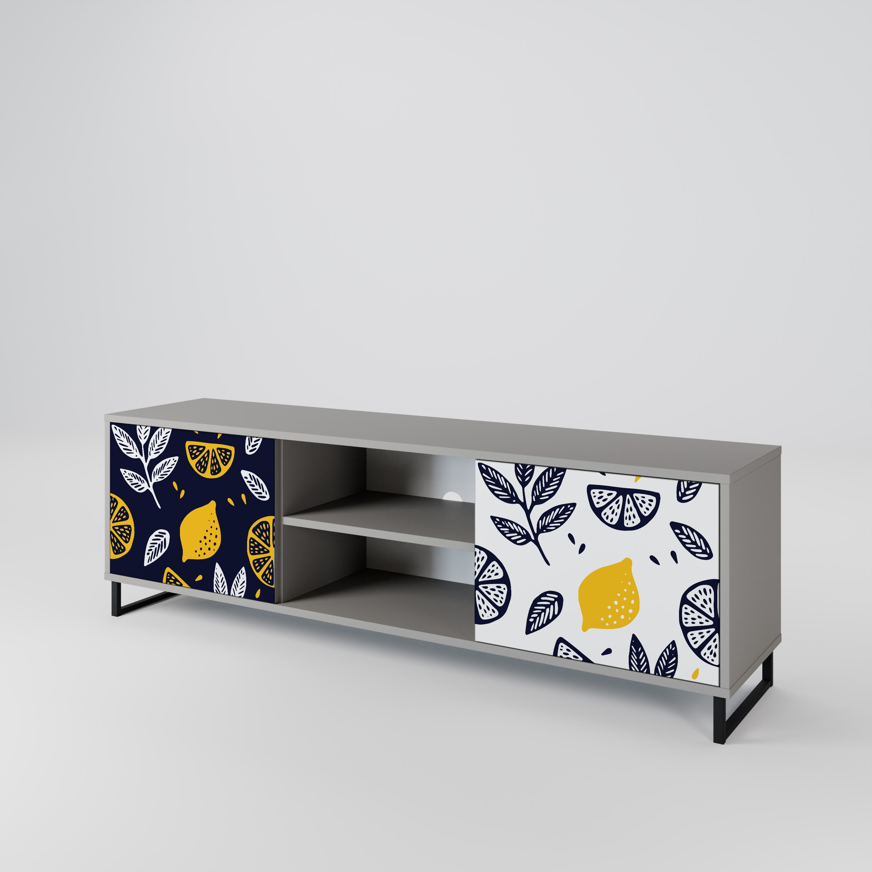 CITRUS BLACK AND WHITE 2-Door TV Cabinet