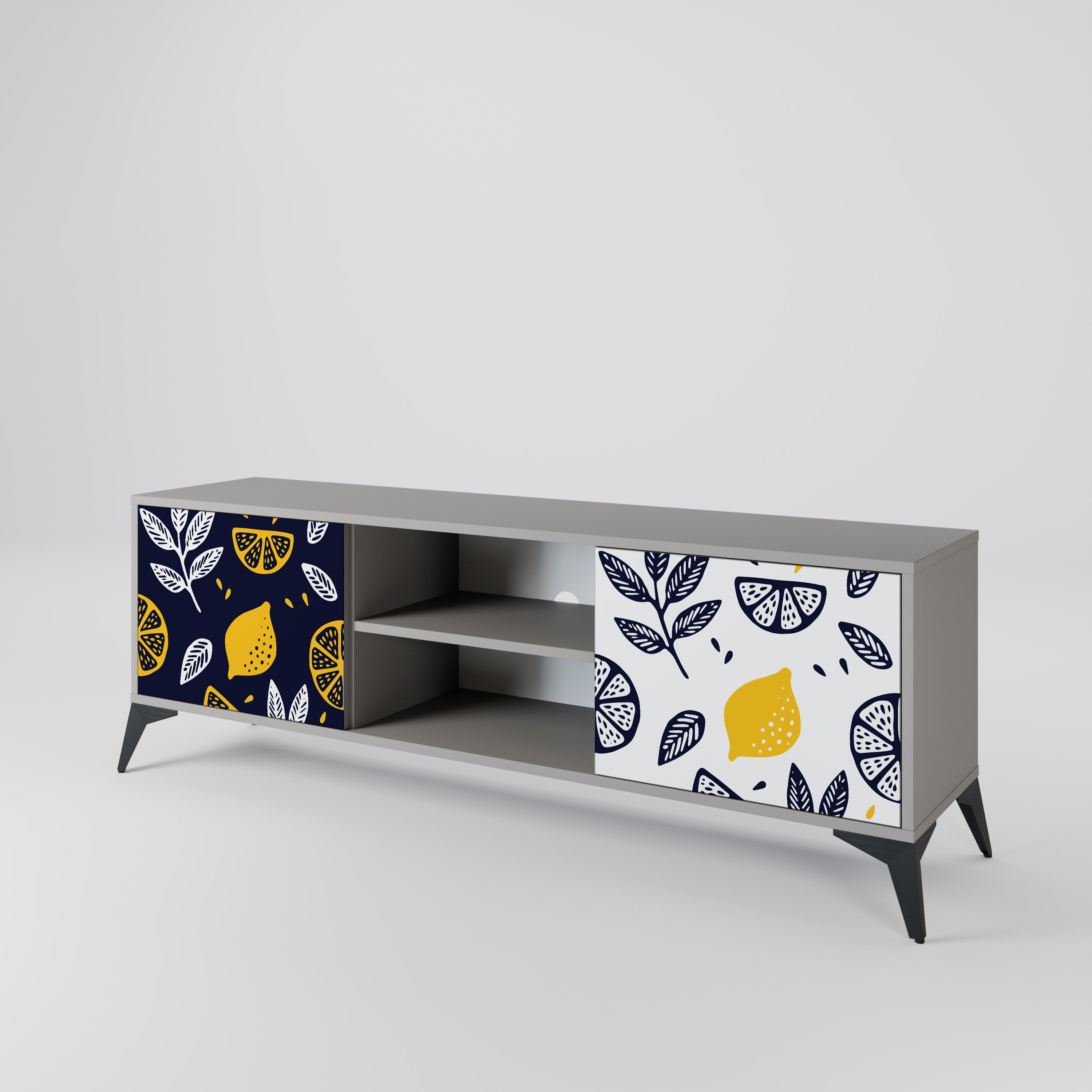 CITRUS BLACK AND WHITE 2-Door TV Cabinet