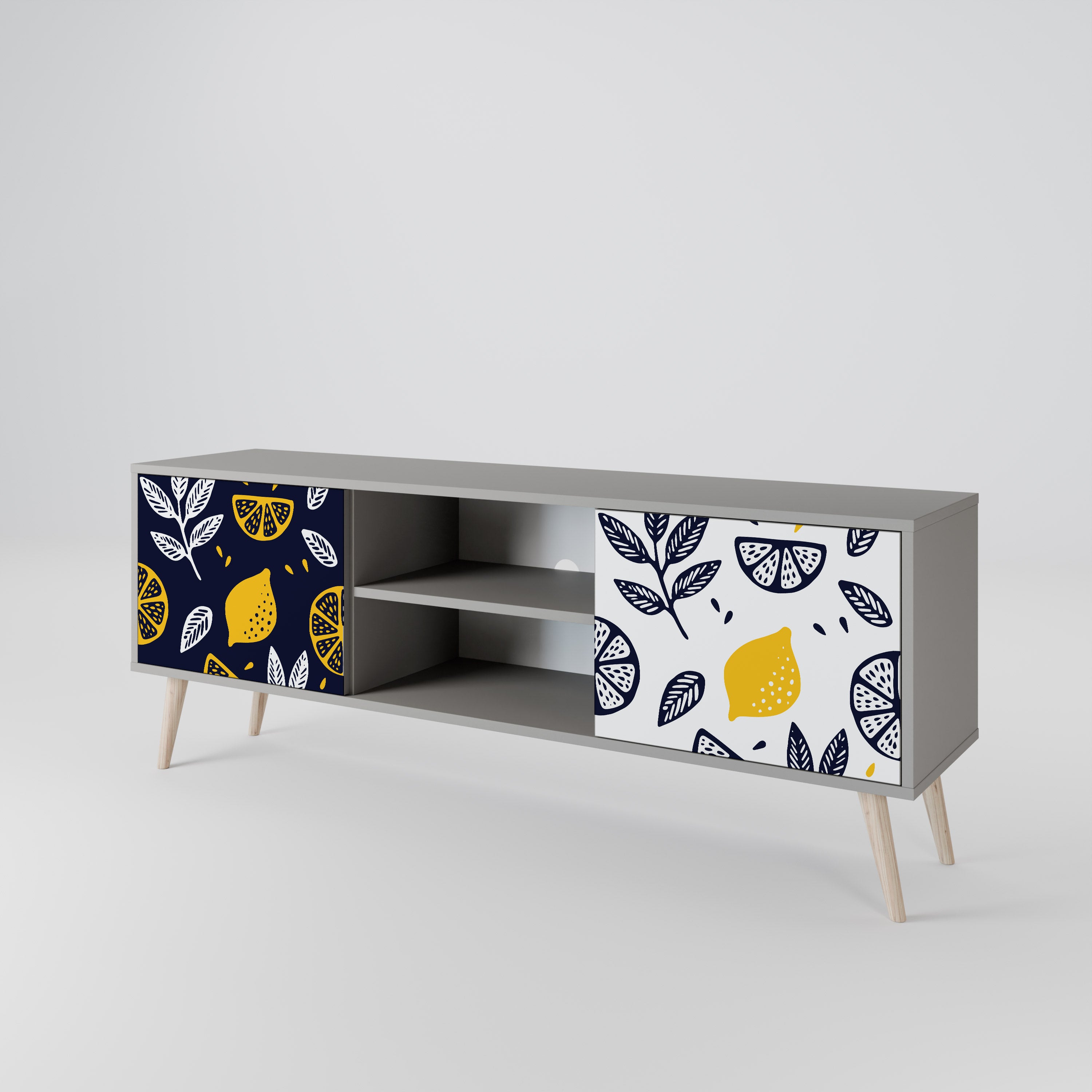 CITRUS BLACK AND WHITE 2-Door TV Cabinet