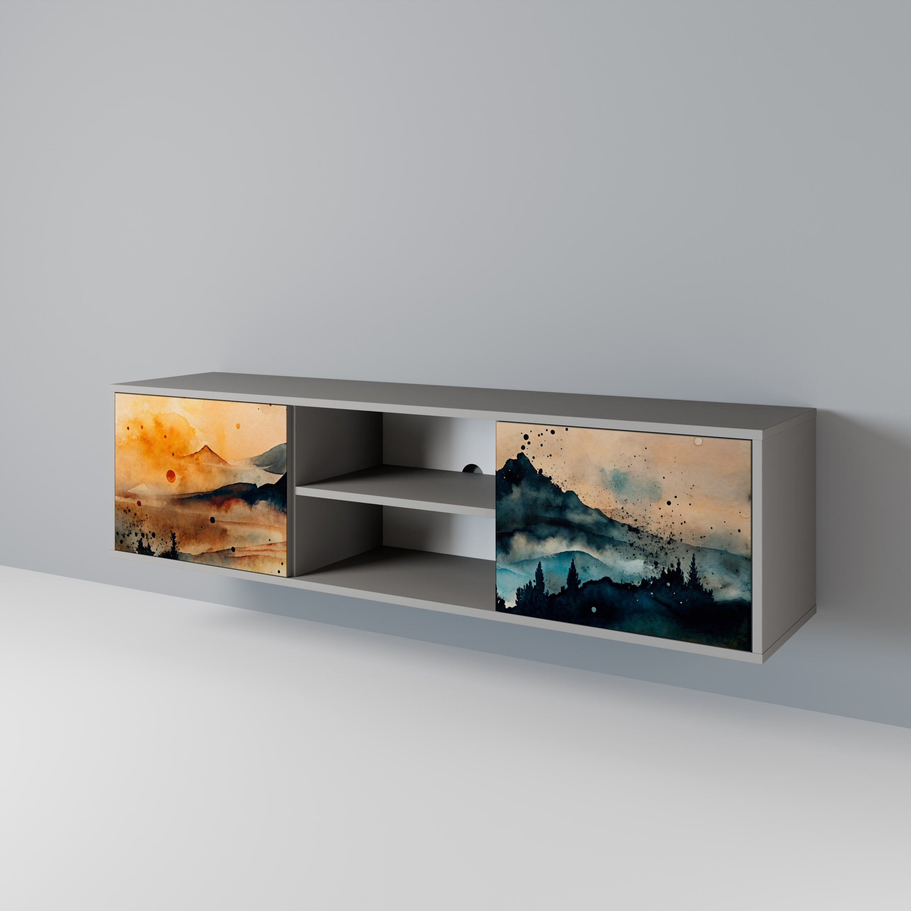 OMINOUS MOUNTAINS 2-Door TV Cabinet