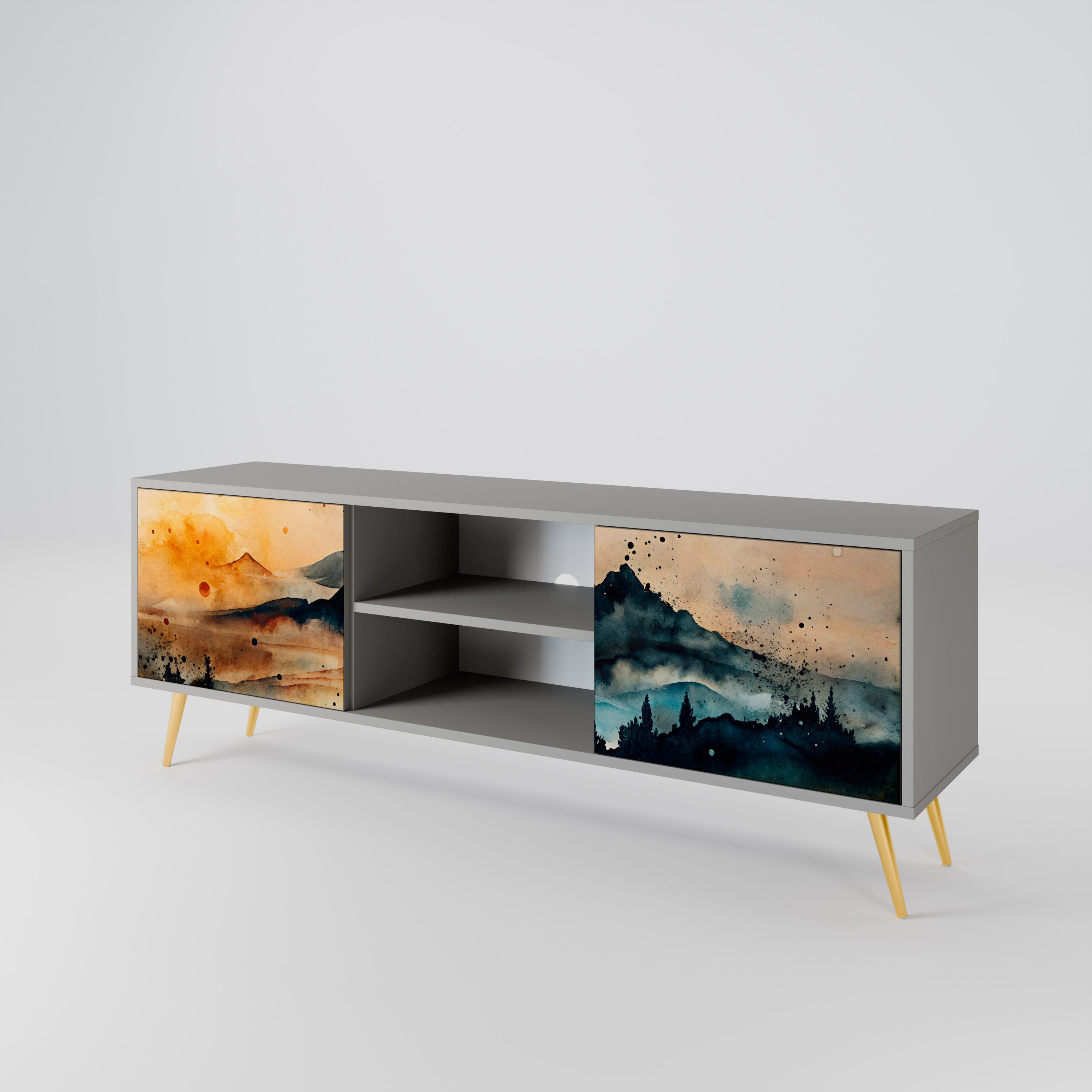OMINOUS MOUNTAINS 2-Door TV Cabinet