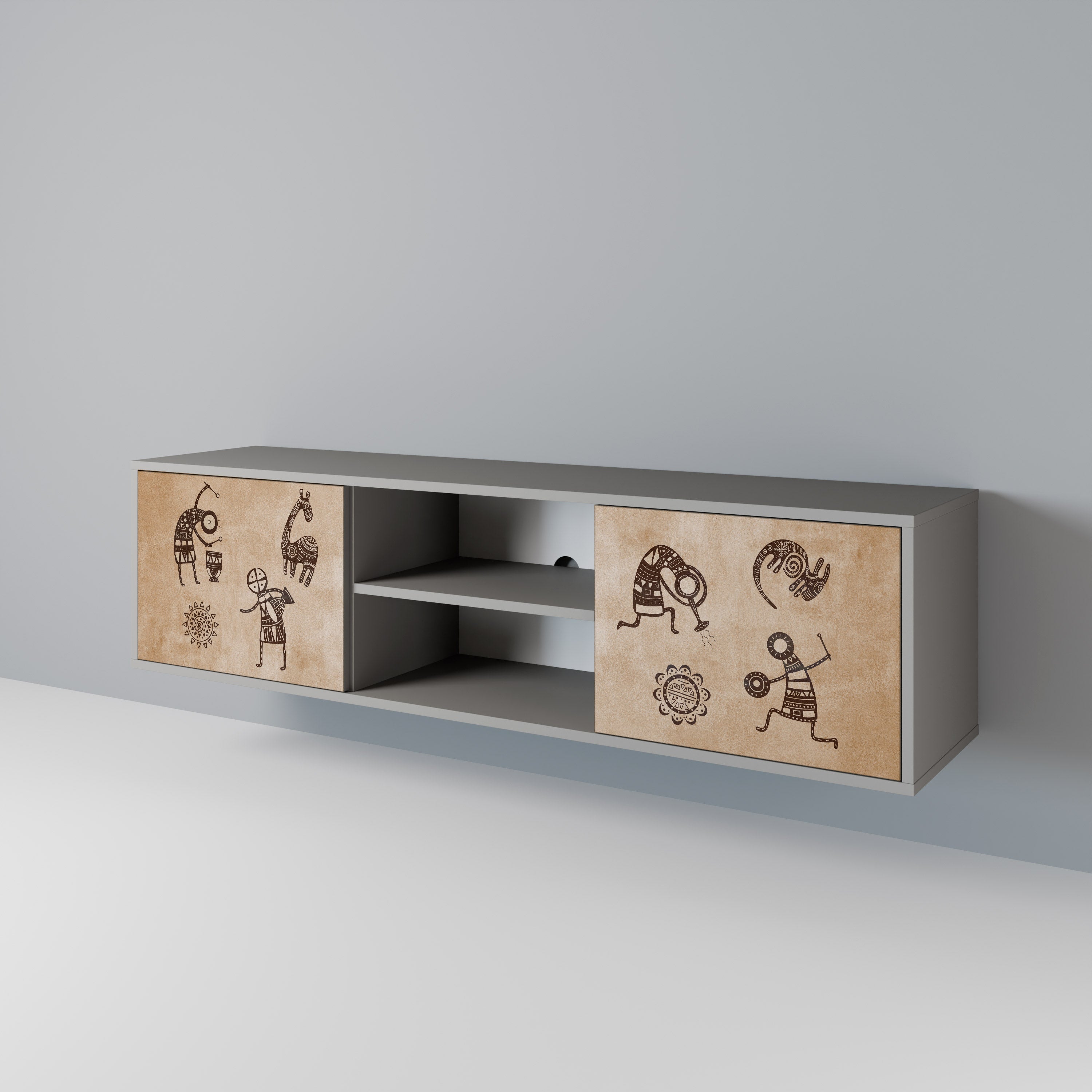 AFRICAN STYLE 2-Door TV Cabinet